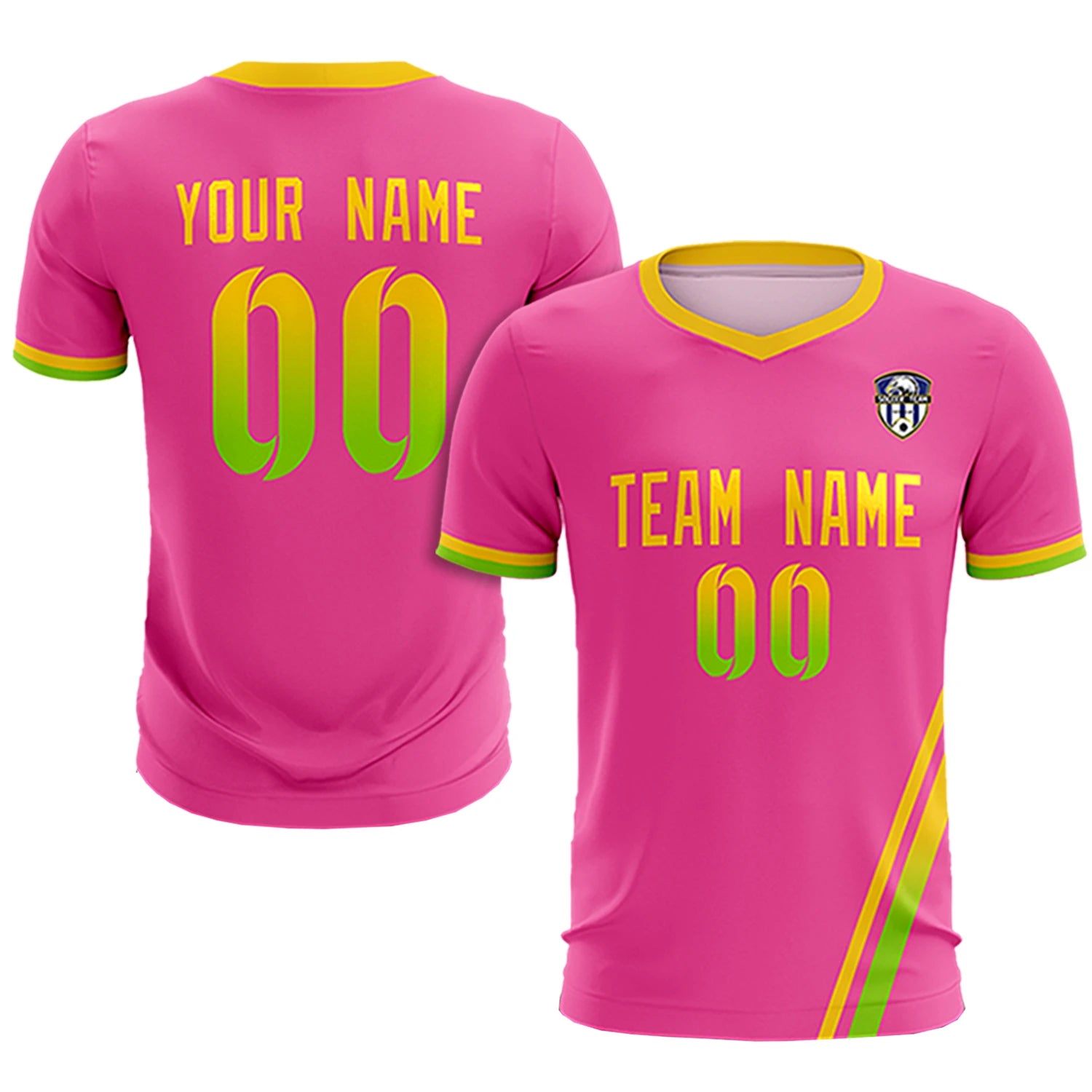 Custom Pink Gold01-Neon Green Gradient Fashion Sportswear Soccer Sets Jersey