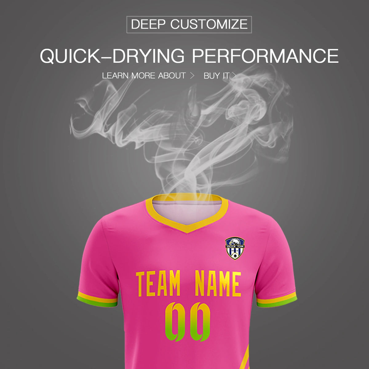 Custom Pink Gold01-Neon Green Gradient Fashion Sportswear Soccer Sets Jersey
