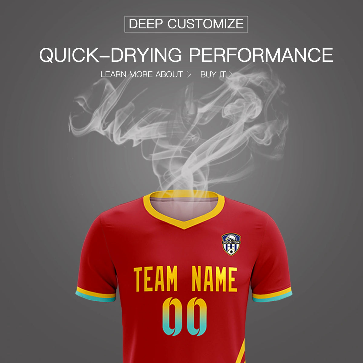 Custom Red Gold01-Aqua Gradient Fashion Sportswear Soccer Sets Jersey