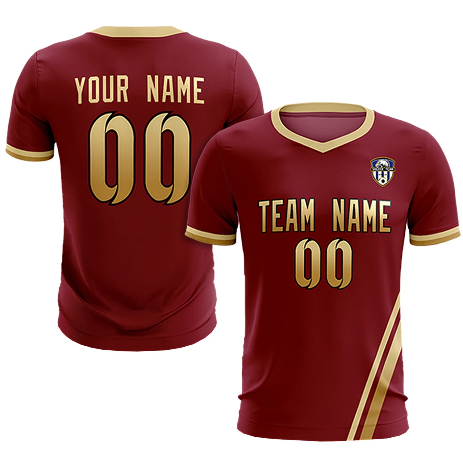 Custom Crimson Khaki-Old Gold Gradient Fashion Sportswear Soccer Sets Jersey