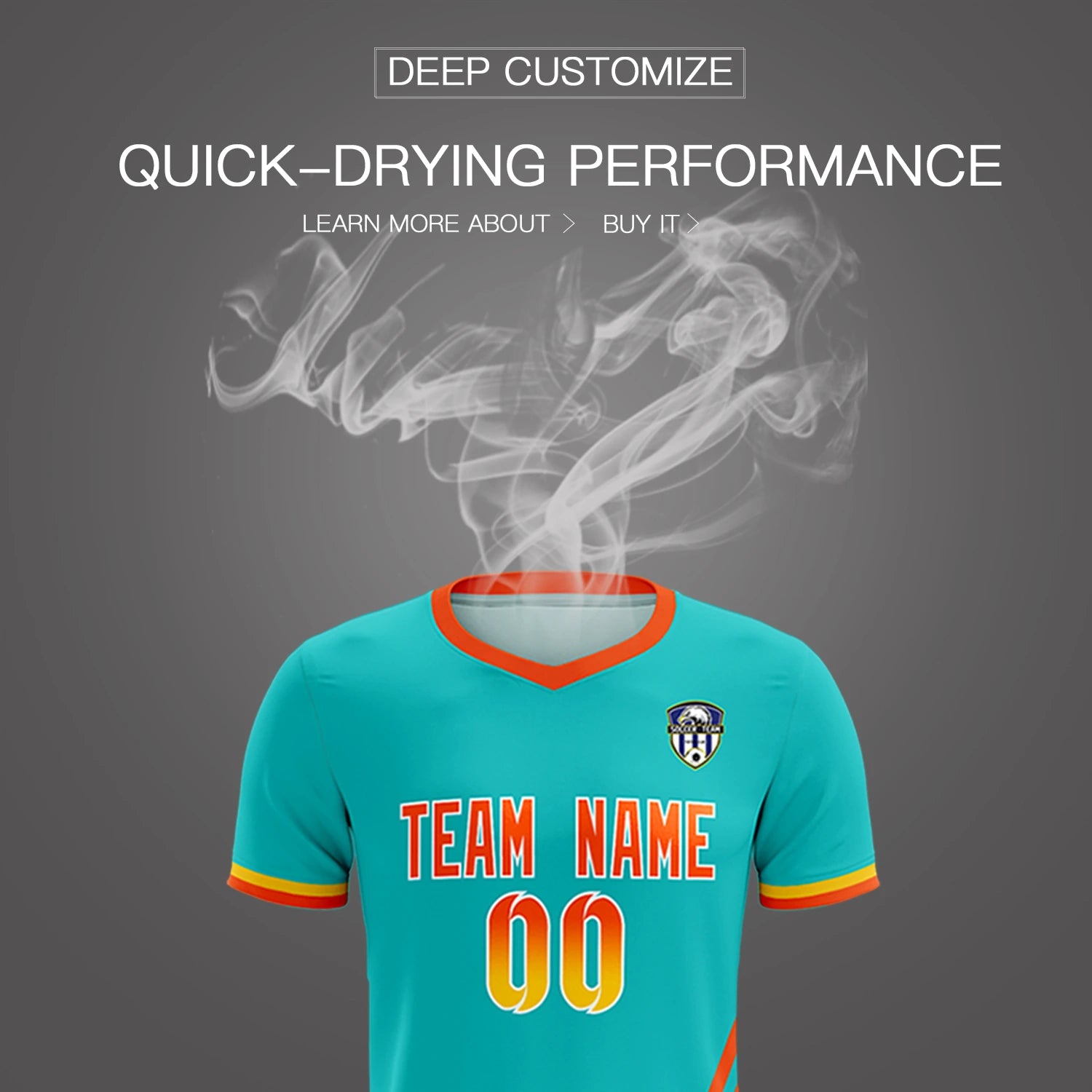 Custom Aqua Orange-Gold01 Gradient Fashion Sportswear Soccer Sets Jersey