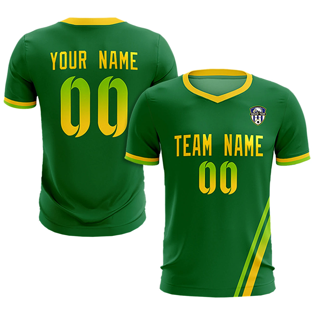 Custom Kelly Green Neon Green-Gold01 Gradient Fashion Sportswear Soccer Sets Jersey