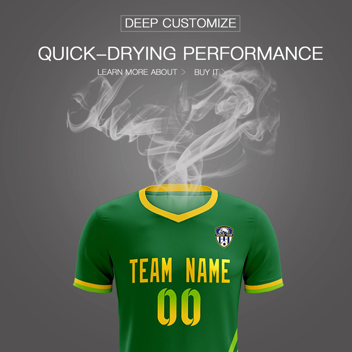 Custom Kelly Green Neon Green-Gold01 Gradient Fashion Sportswear Soccer Sets Jersey