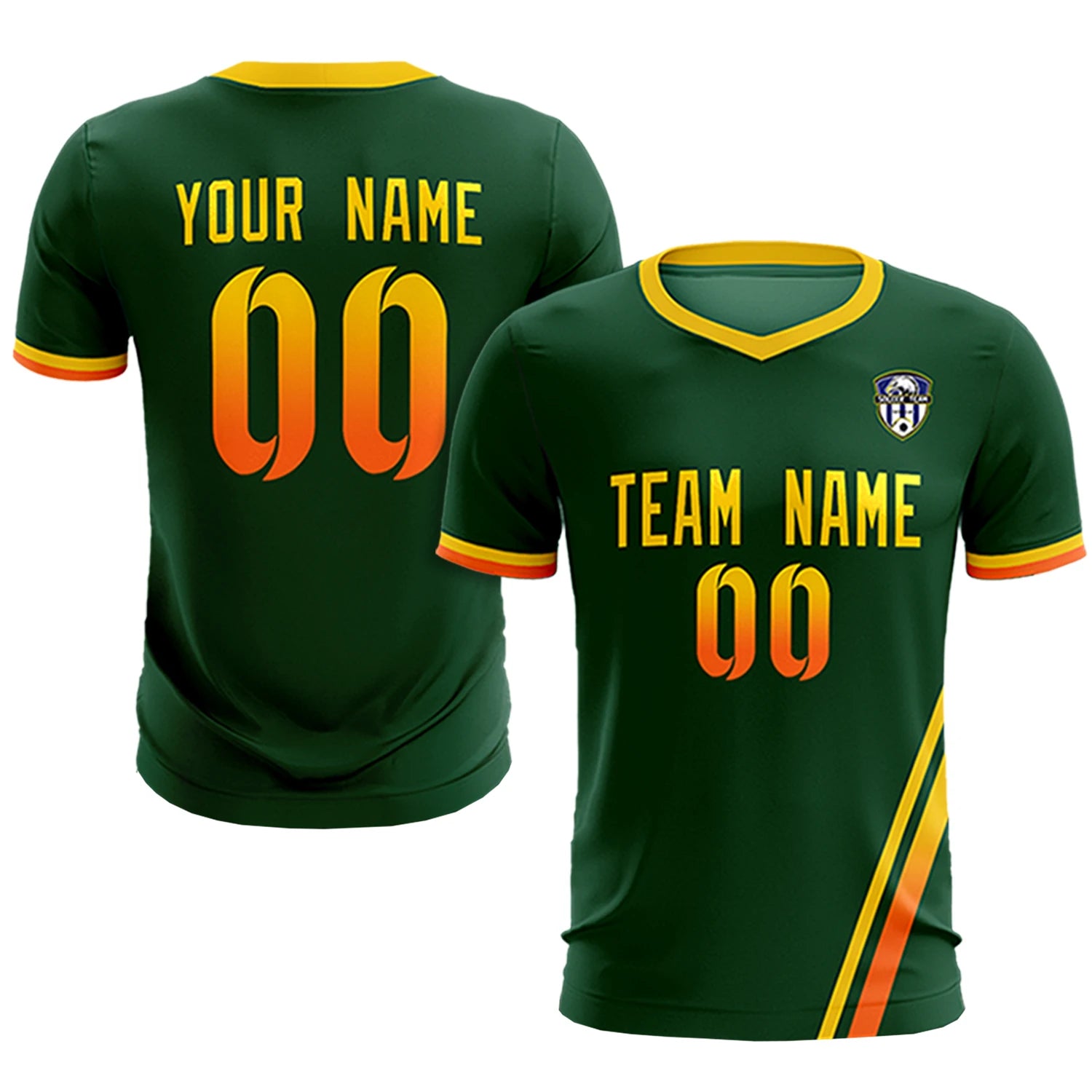 Custom Green Gold01-Orange Gradient Fashion Sportswear Soccer Sets Jersey