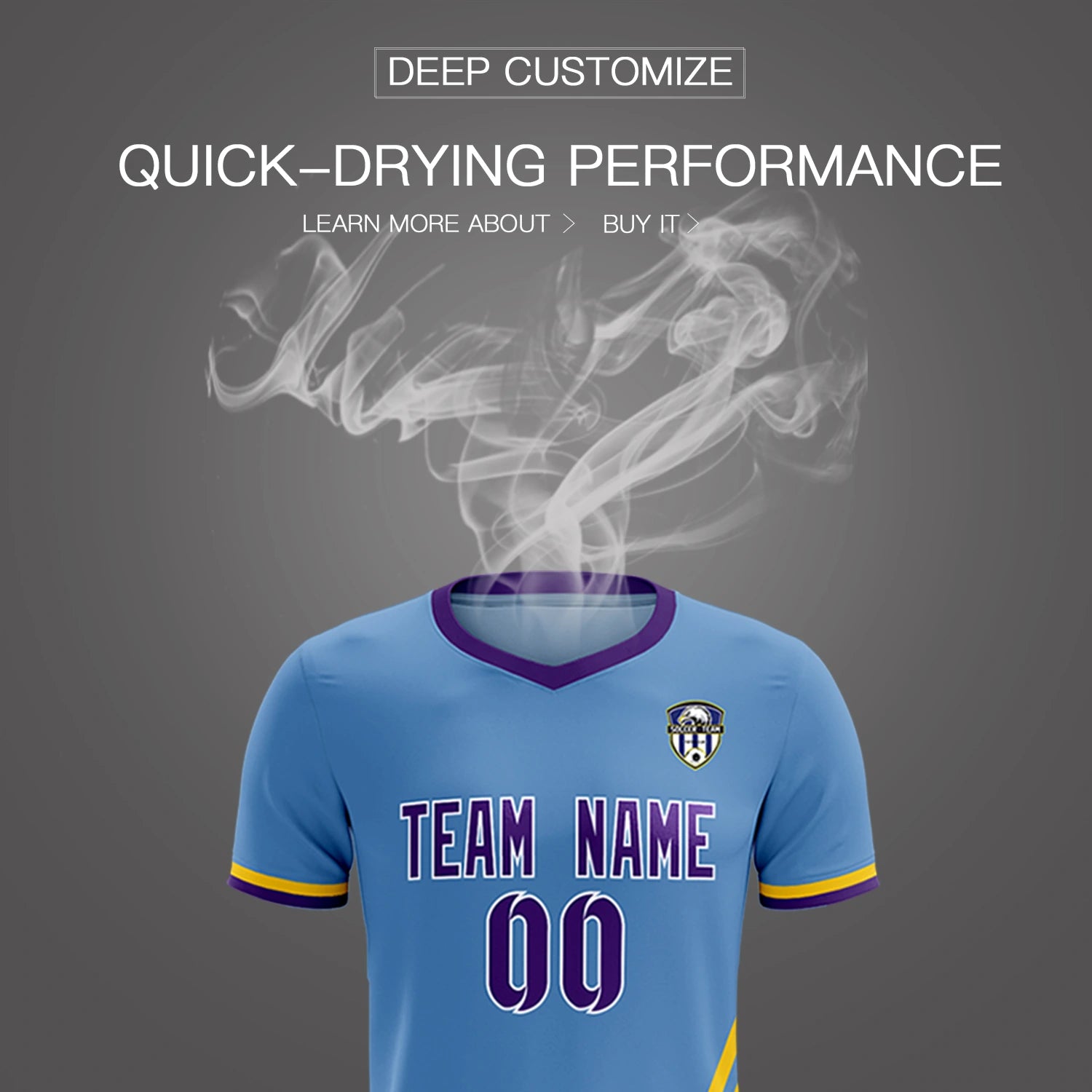 Custom Light Blue Gold01-Purple Gradient Fashion Sportswear Soccer Sets Jersey