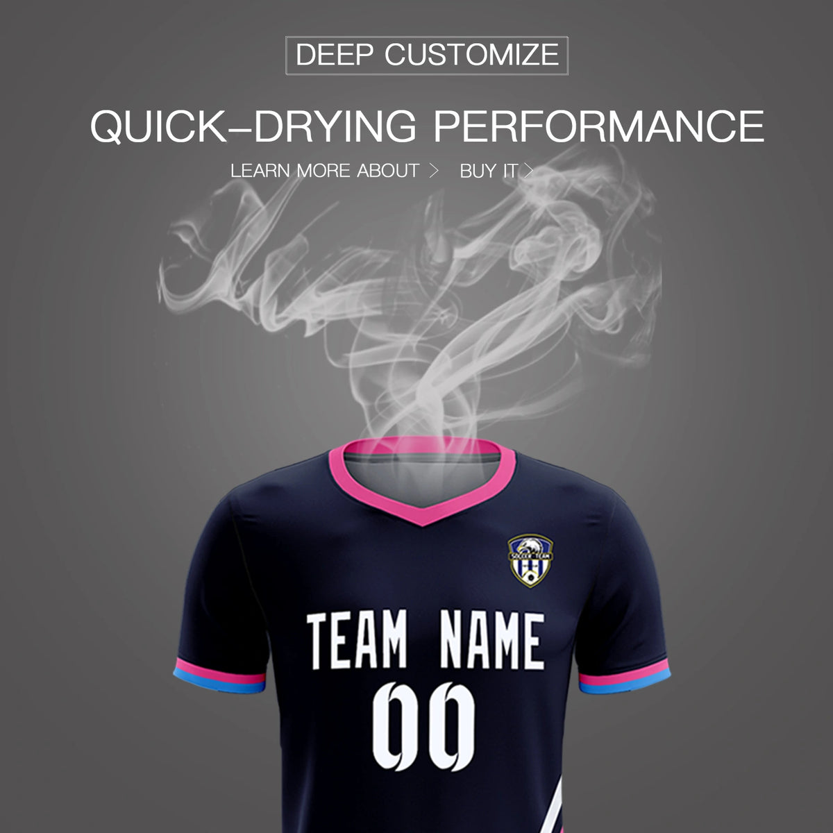 Custom Navy White-Pink Gradient Fashion Sportswear Soccer Sets Jersey