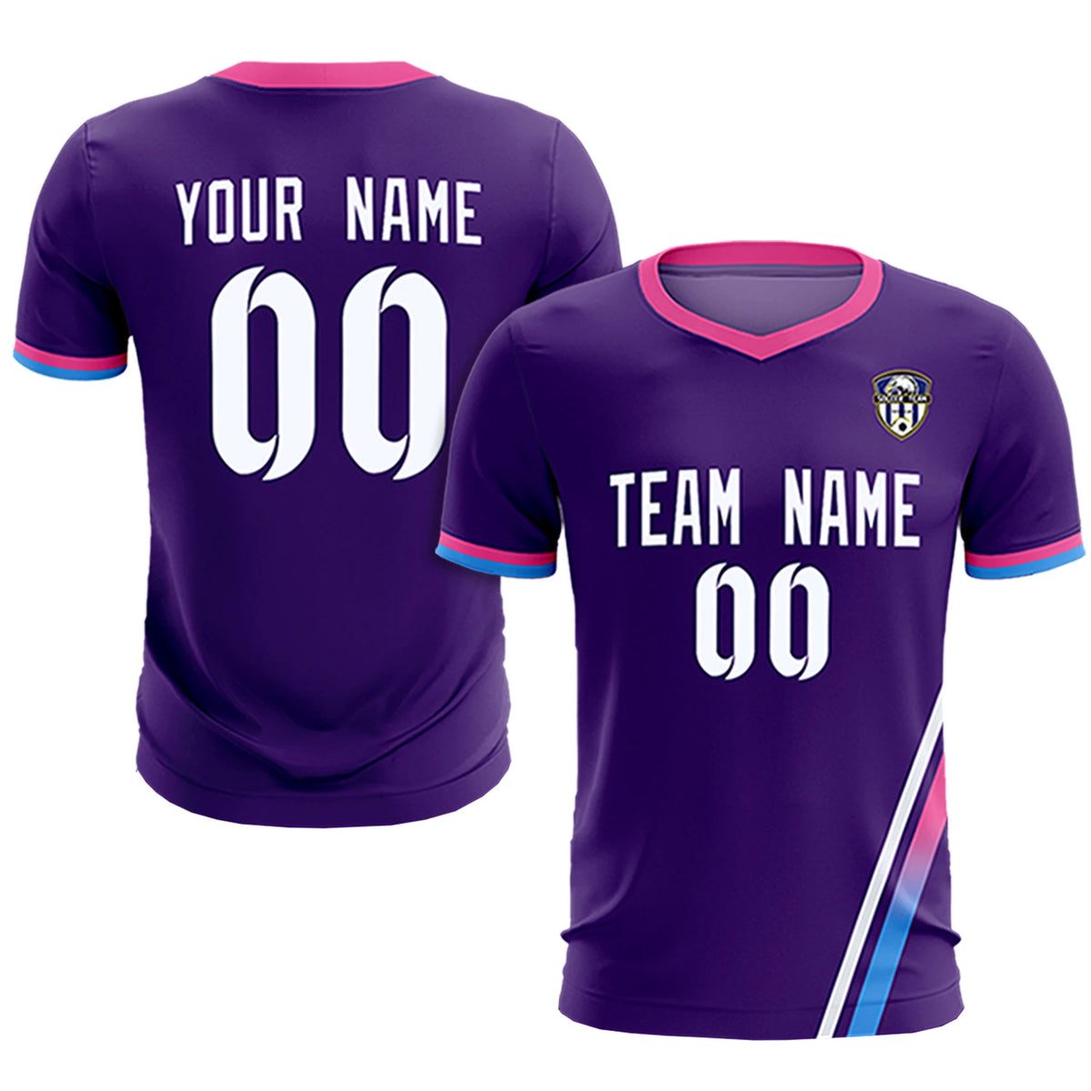 Custom Purple White-Pink Gradient Fashion Sportswear Soccer Sets Jersey