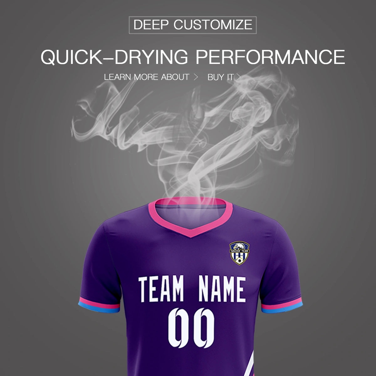 Custom Purple White-Pink Gradient Fashion Sportswear Soccer Sets Jersey