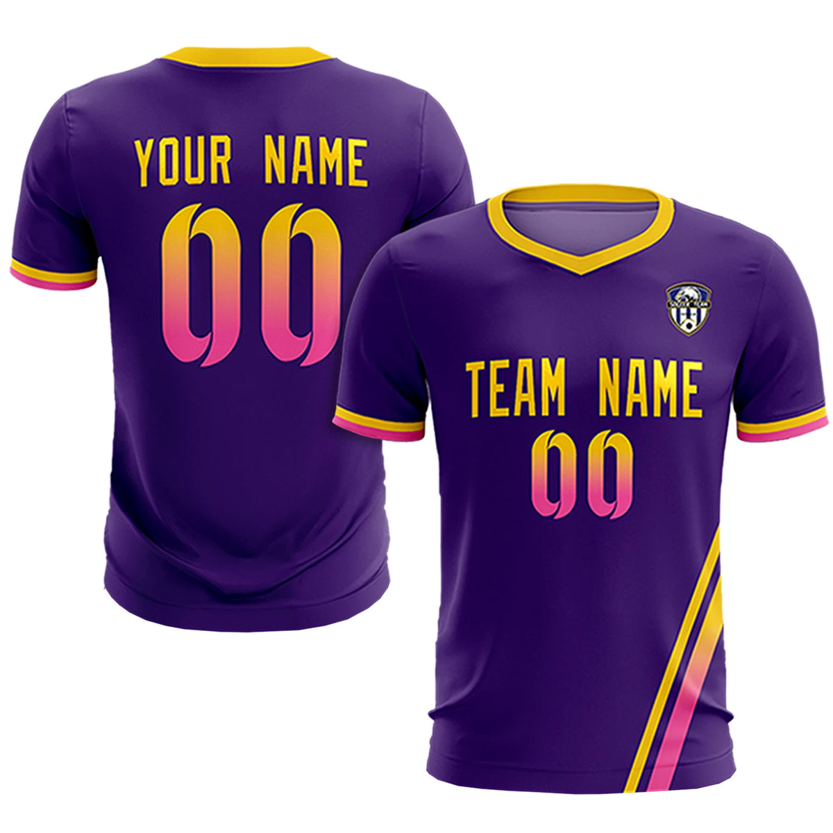 Custom Purple Gold01-Pink Gradient Fashion Sportswear Soccer Sets Jersey