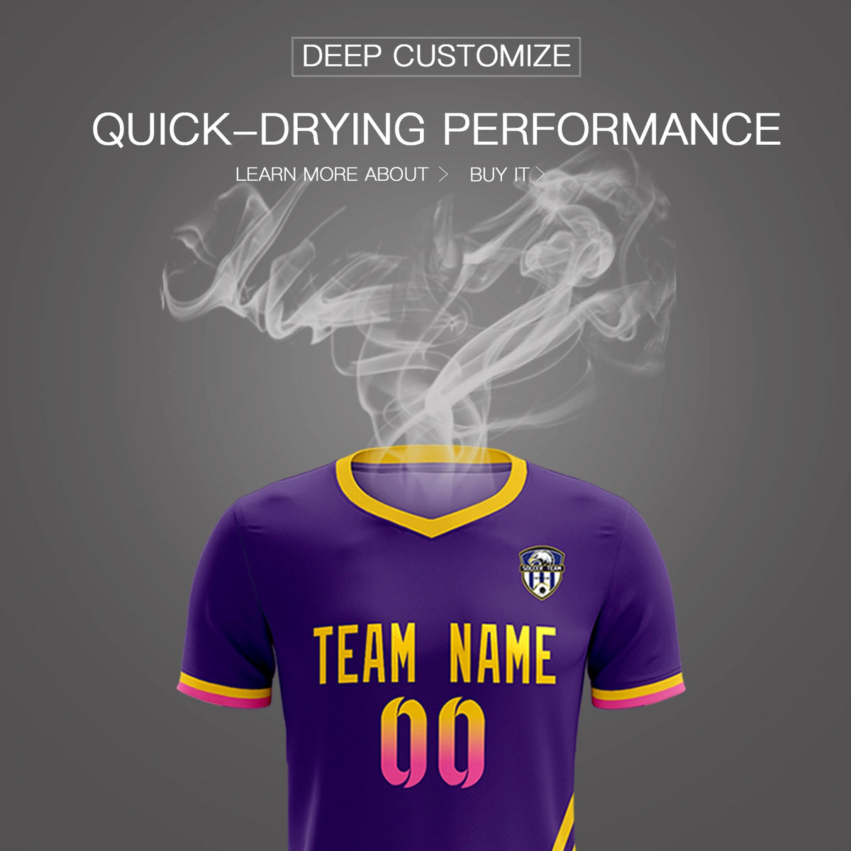 Custom Purple Gold01-Pink Gradient Fashion Sportswear Soccer Sets Jersey