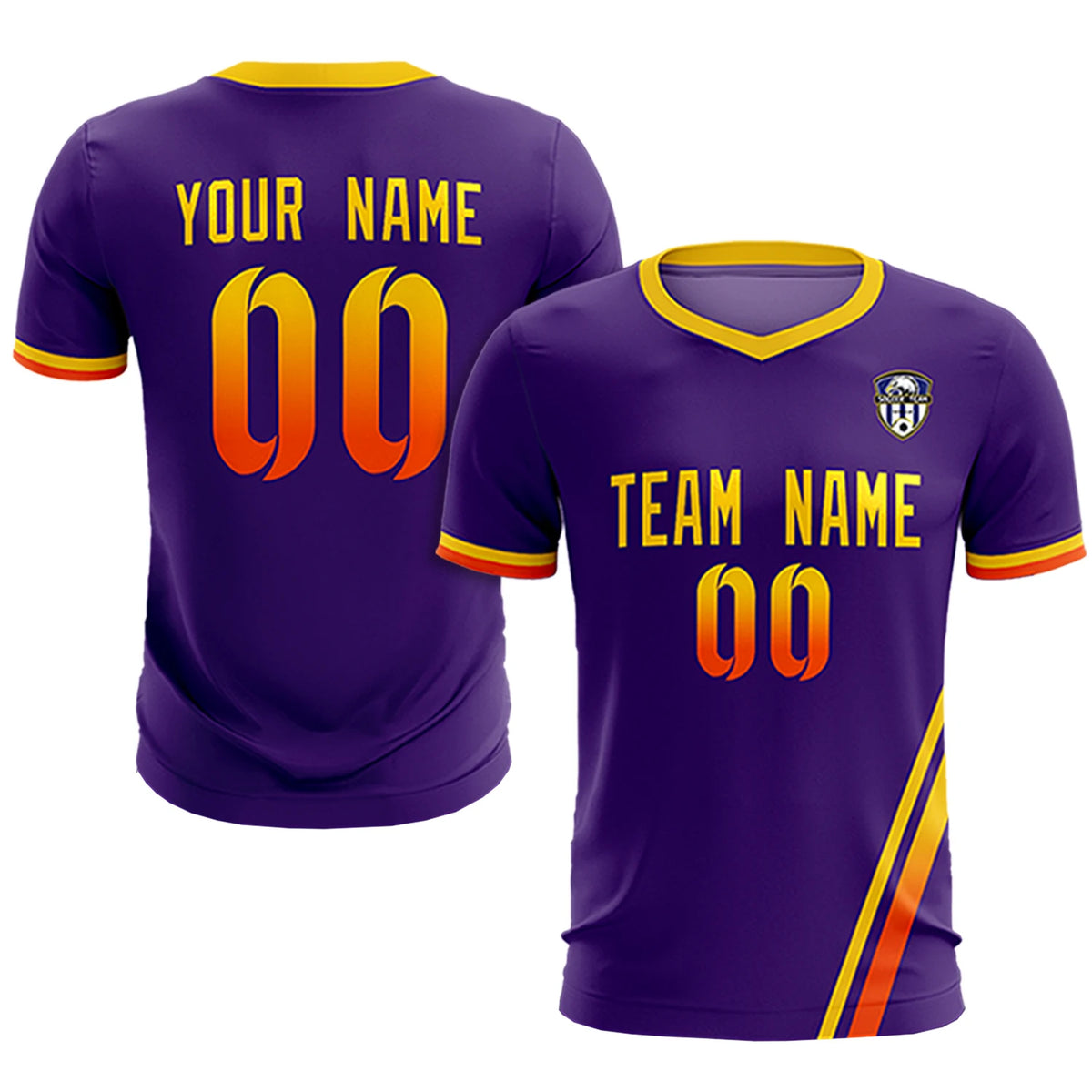 Custom Purple Gold01-Orange Gradient Fashion Sportswear Soccer Sets Jersey
