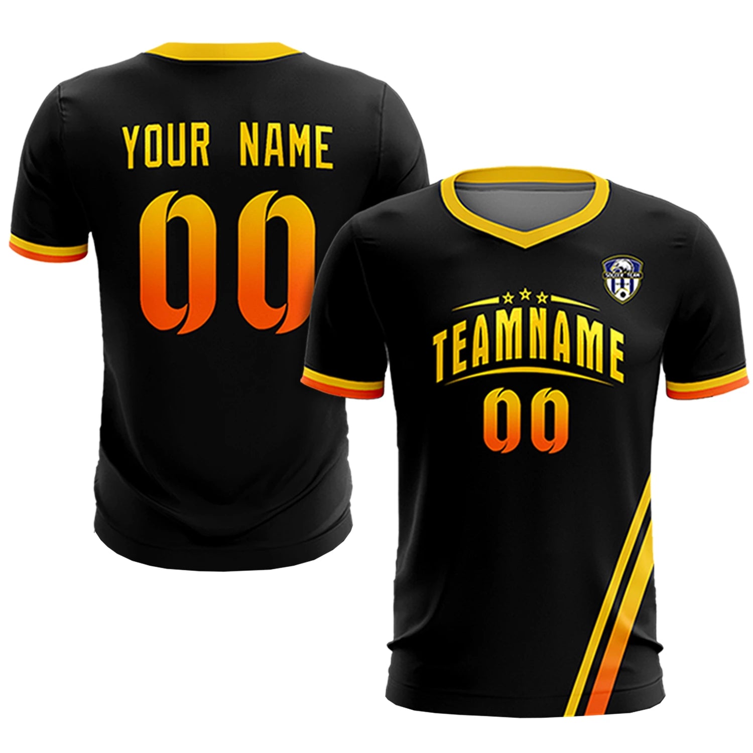 Custom Black Gold01-Orange Gradient Fashion Sportswear Soccer Sets Jersey