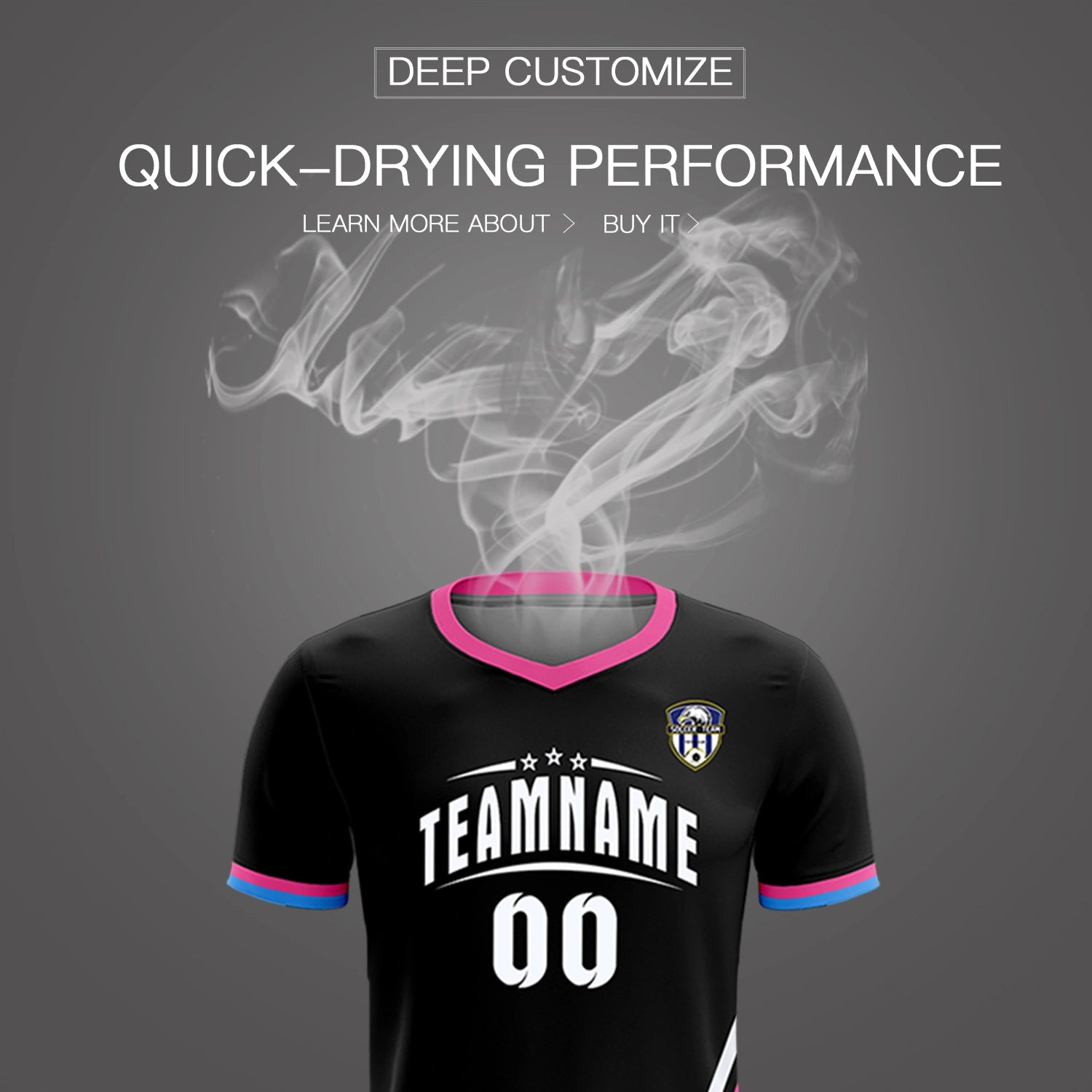 Custom Black White-Pink Gradient Fashion Sportswear Soccer Sets Jersey