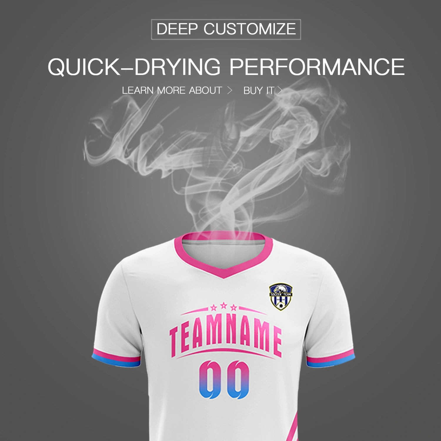Custom White Pink-Powder Blue Gradient Fashion Sportswear Soccer Sets Jersey