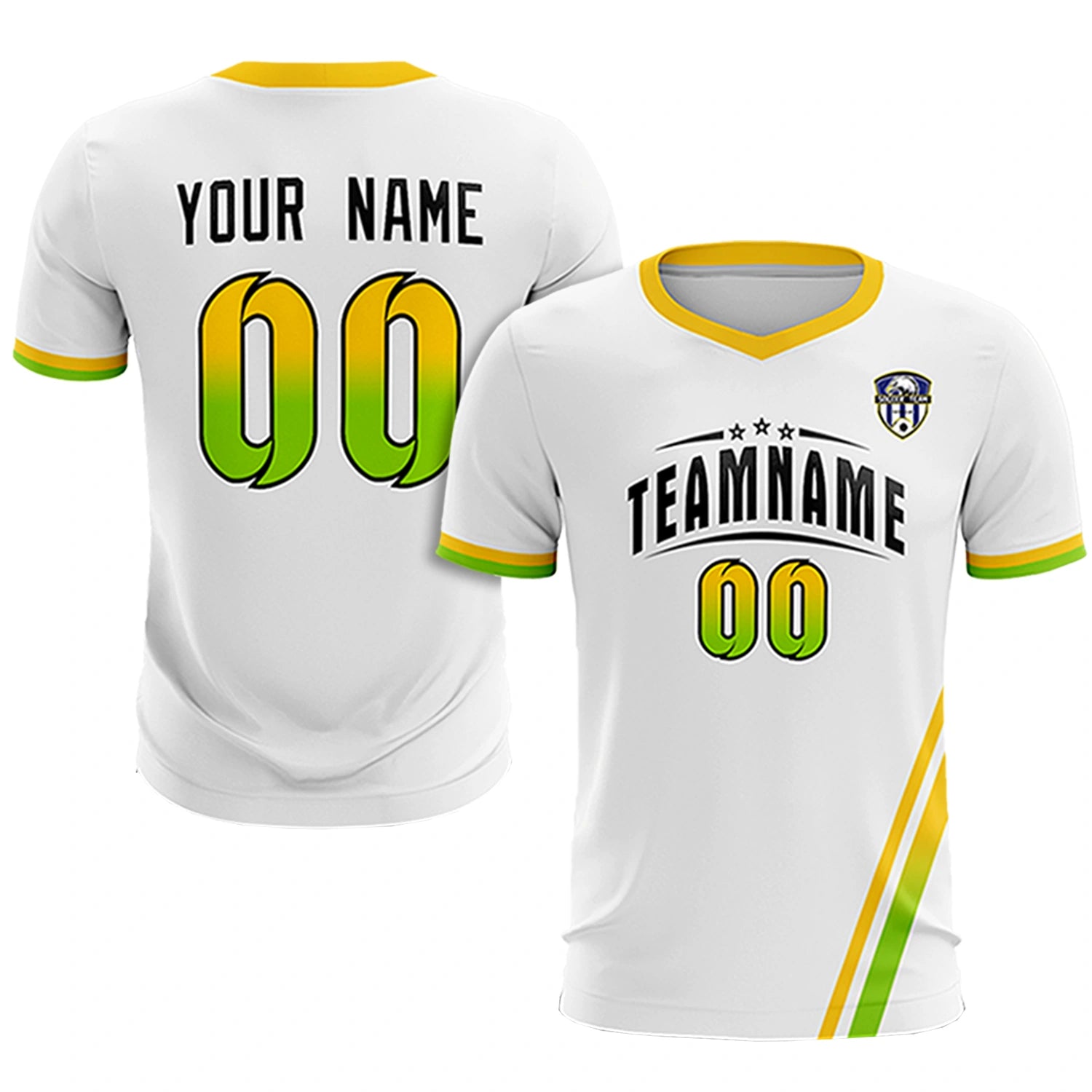 Custom White Gold01-Neon Green Gradient Fashion Sportswear Soccer Sets Jersey