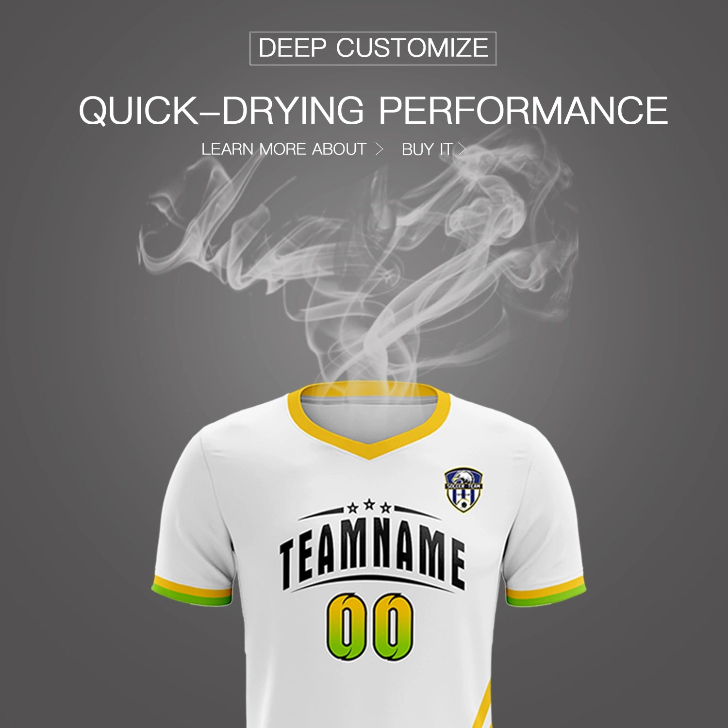 Custom White Gold01-Neon Green Gradient Fashion Sportswear Soccer Sets Jersey