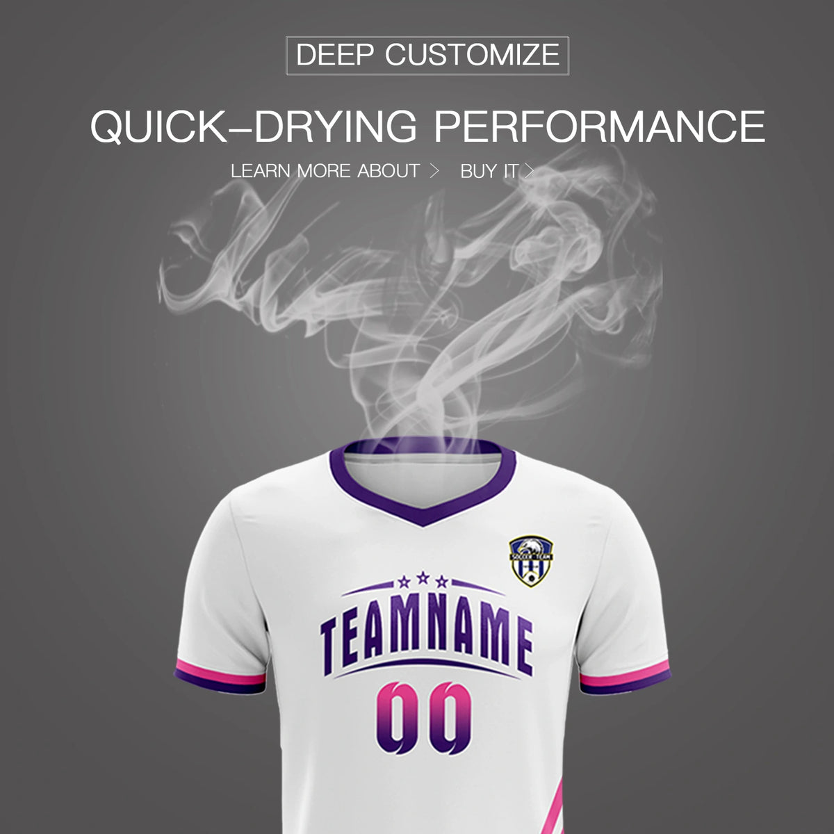 Custom White Pink-Purple Gradient Fashion Sportswear Soccer Sets Jersey
