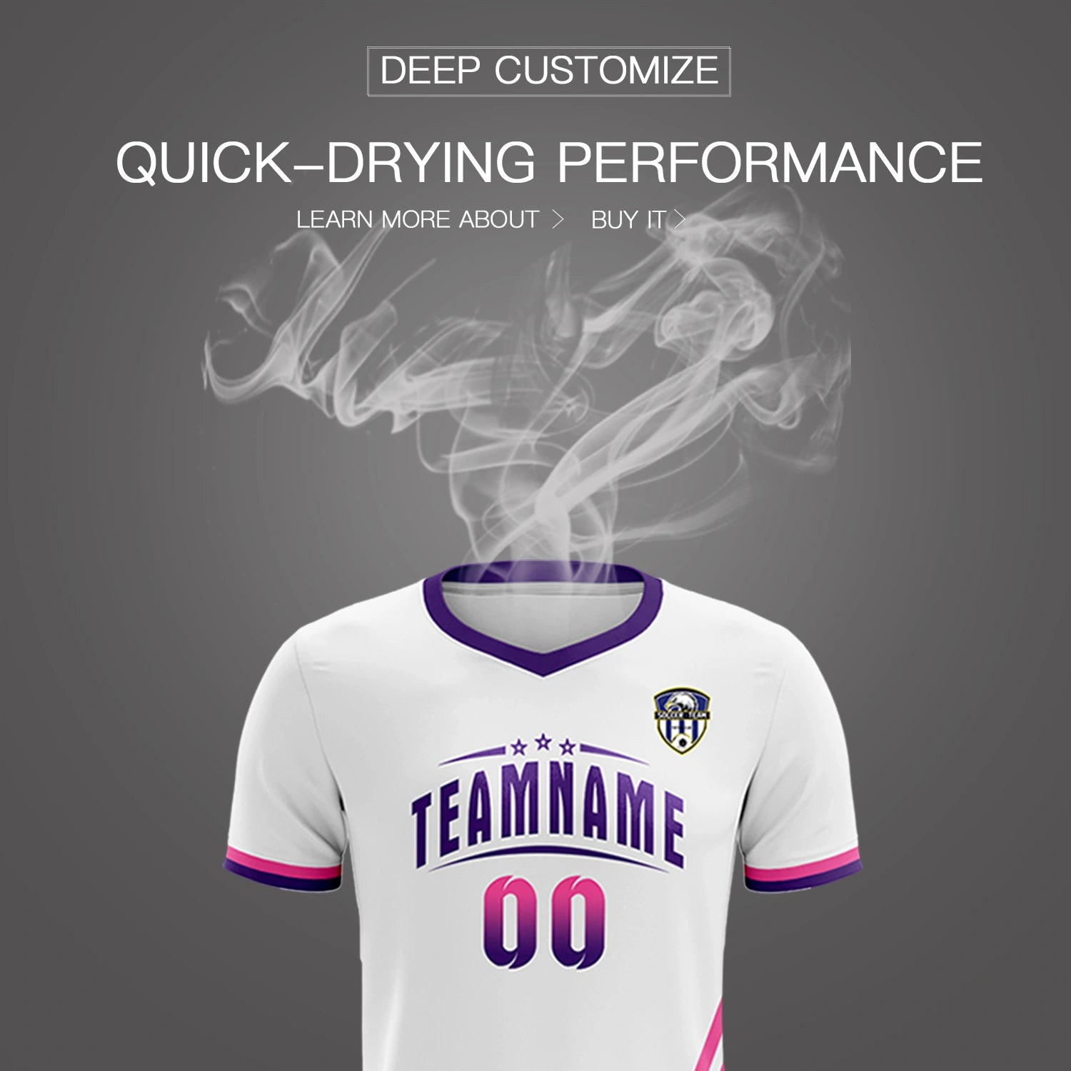 Custom White Pink-Purple Gradient Fashion Sportswear Soccer Sets Jersey