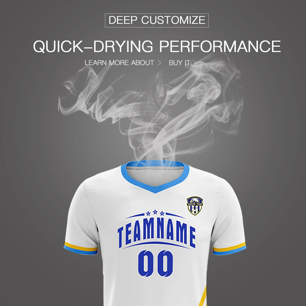 Custom White Gold01-Powder Blue Gradient Fashion Sportswear Soccer Sets Jersey