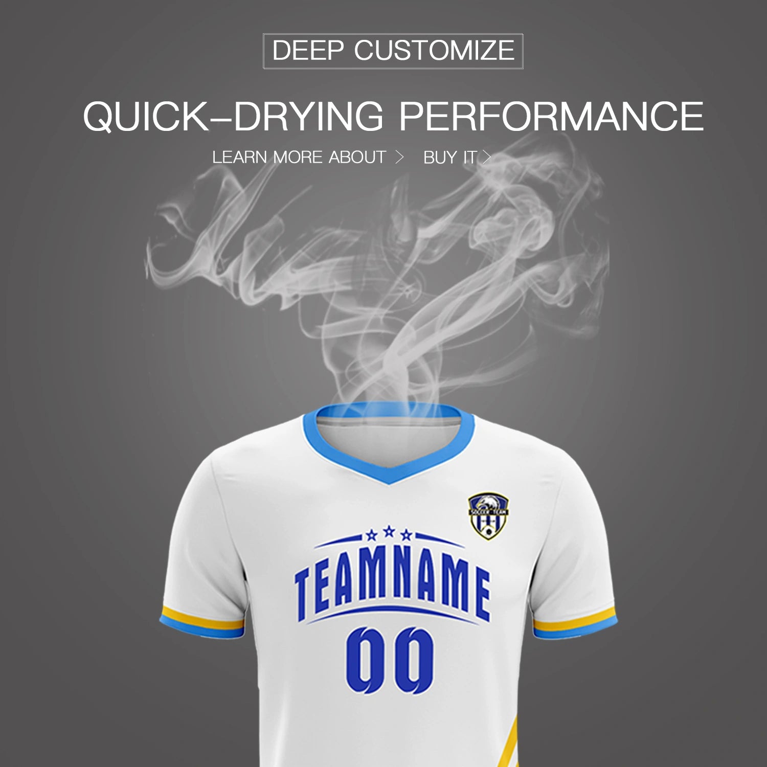Custom White Gold01-Powder Blue Gradient Fashion Sportswear Soccer Sets Jersey