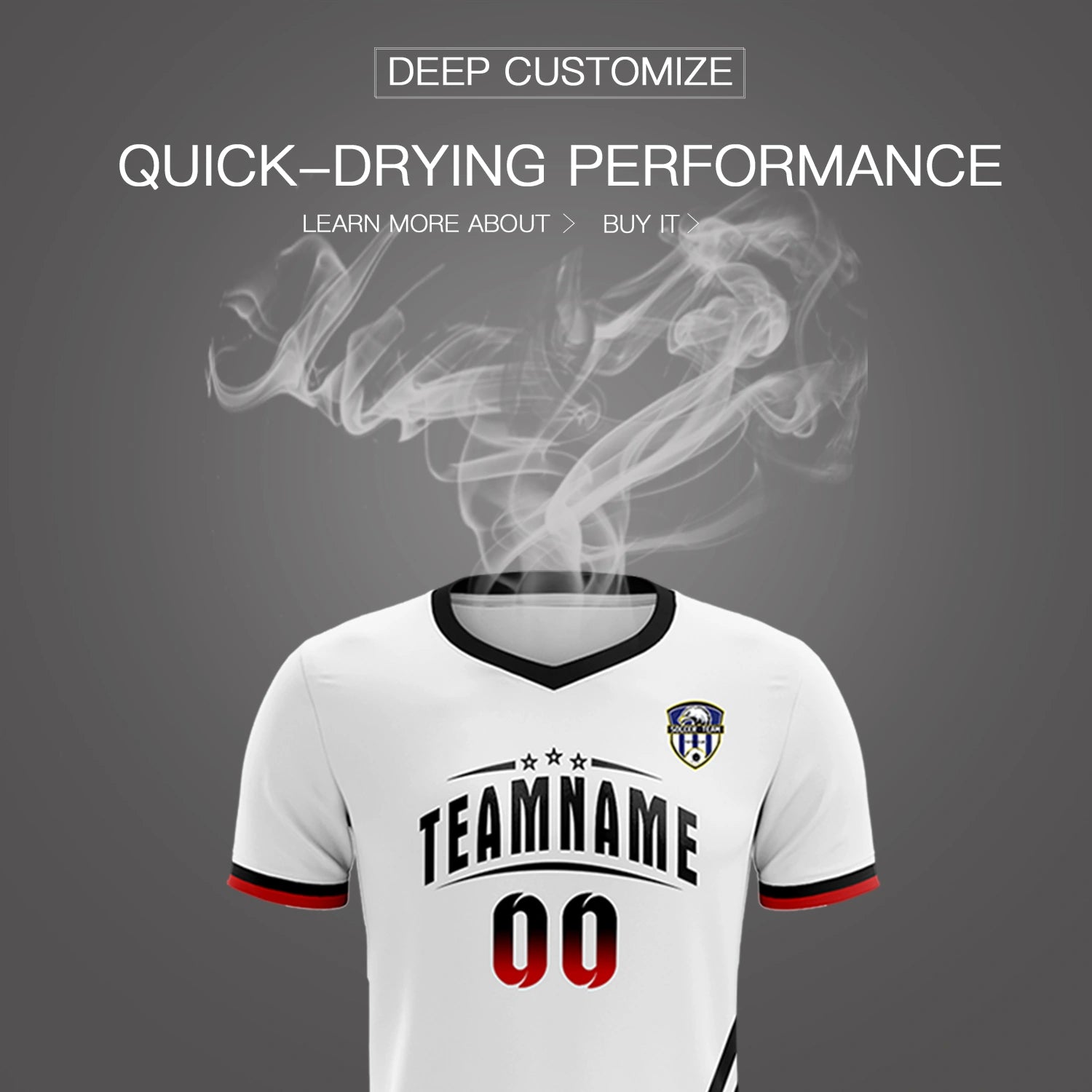 Custom White Black-Red Gradient Fashion Sportswear Soccer Sets Jersey