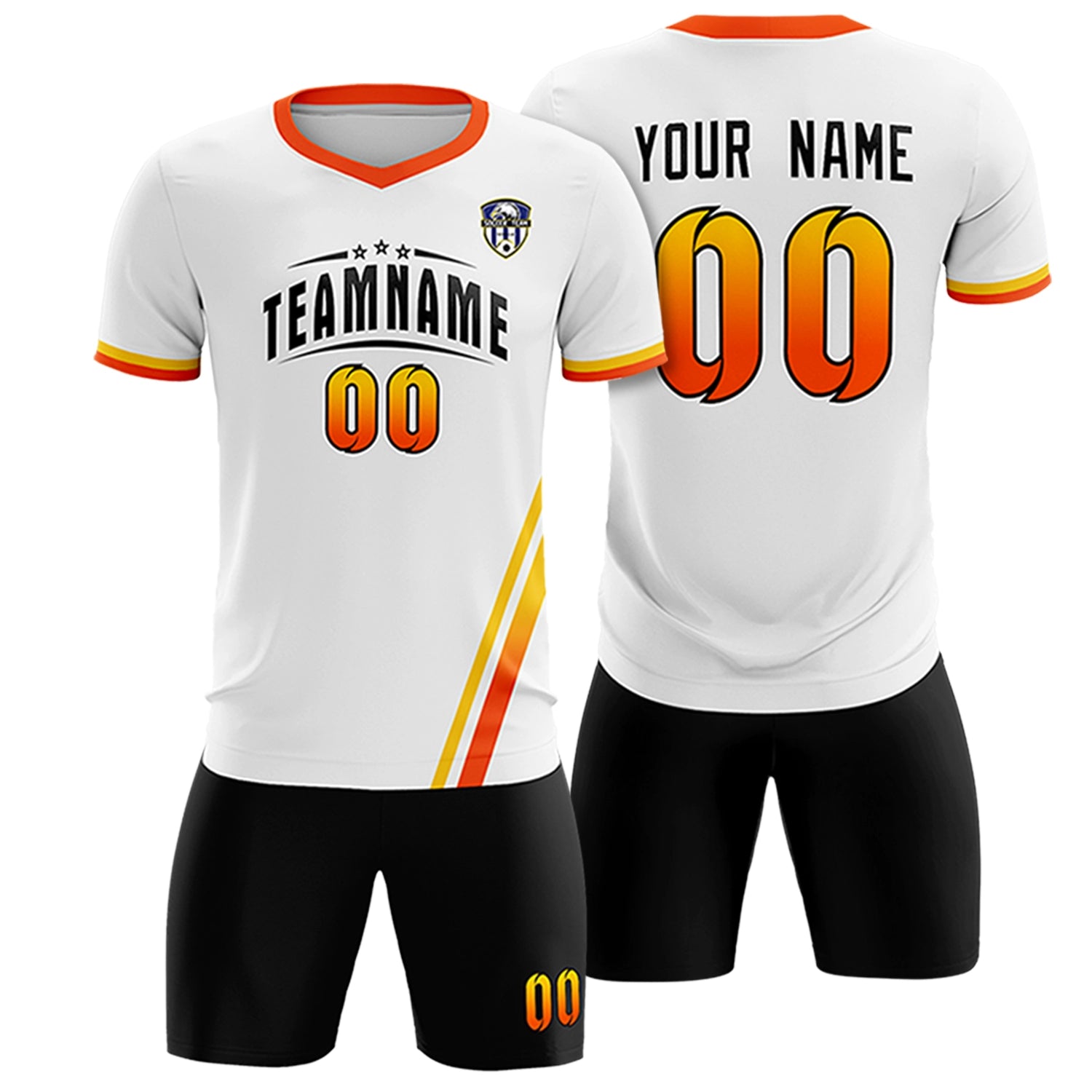 Custom White Gold01-Orange Gradient Fashion Sportswear Soccer Sets Jersey