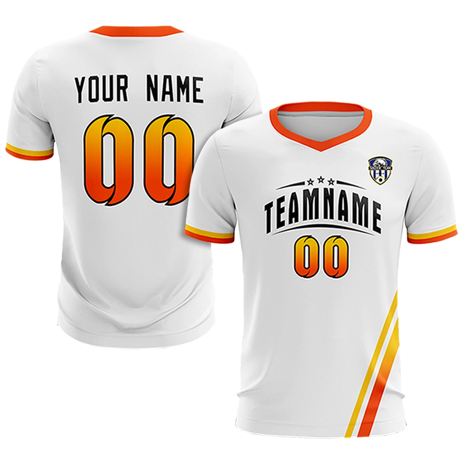 Custom White Gold01-Orange Gradient Fashion Sportswear Soccer Sets Jersey