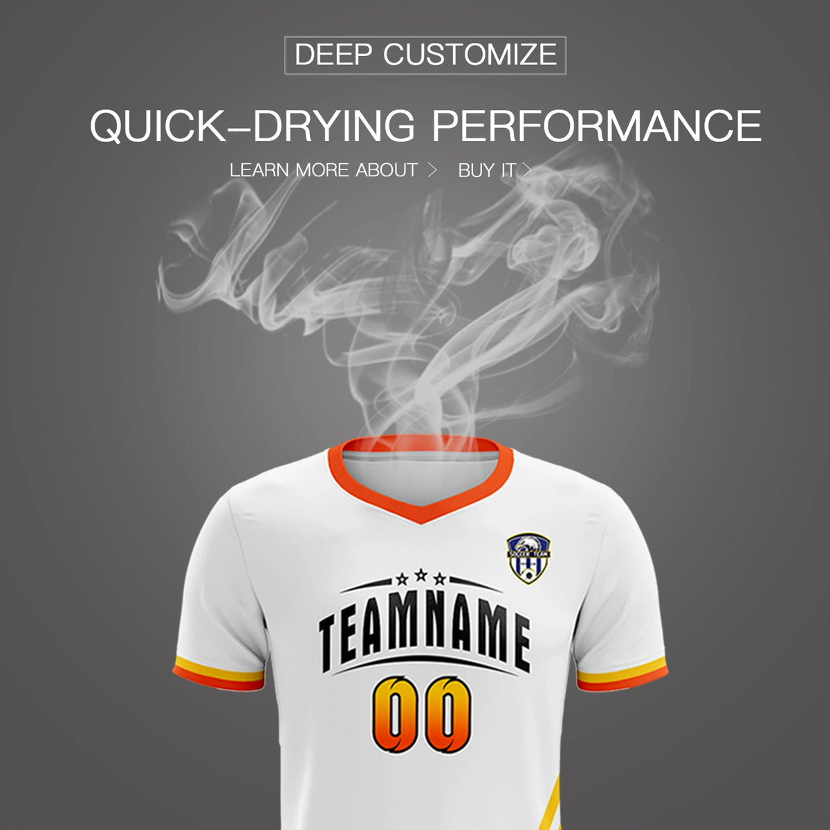Custom White Gold01-Orange Gradient Fashion Sportswear Soccer Sets Jersey