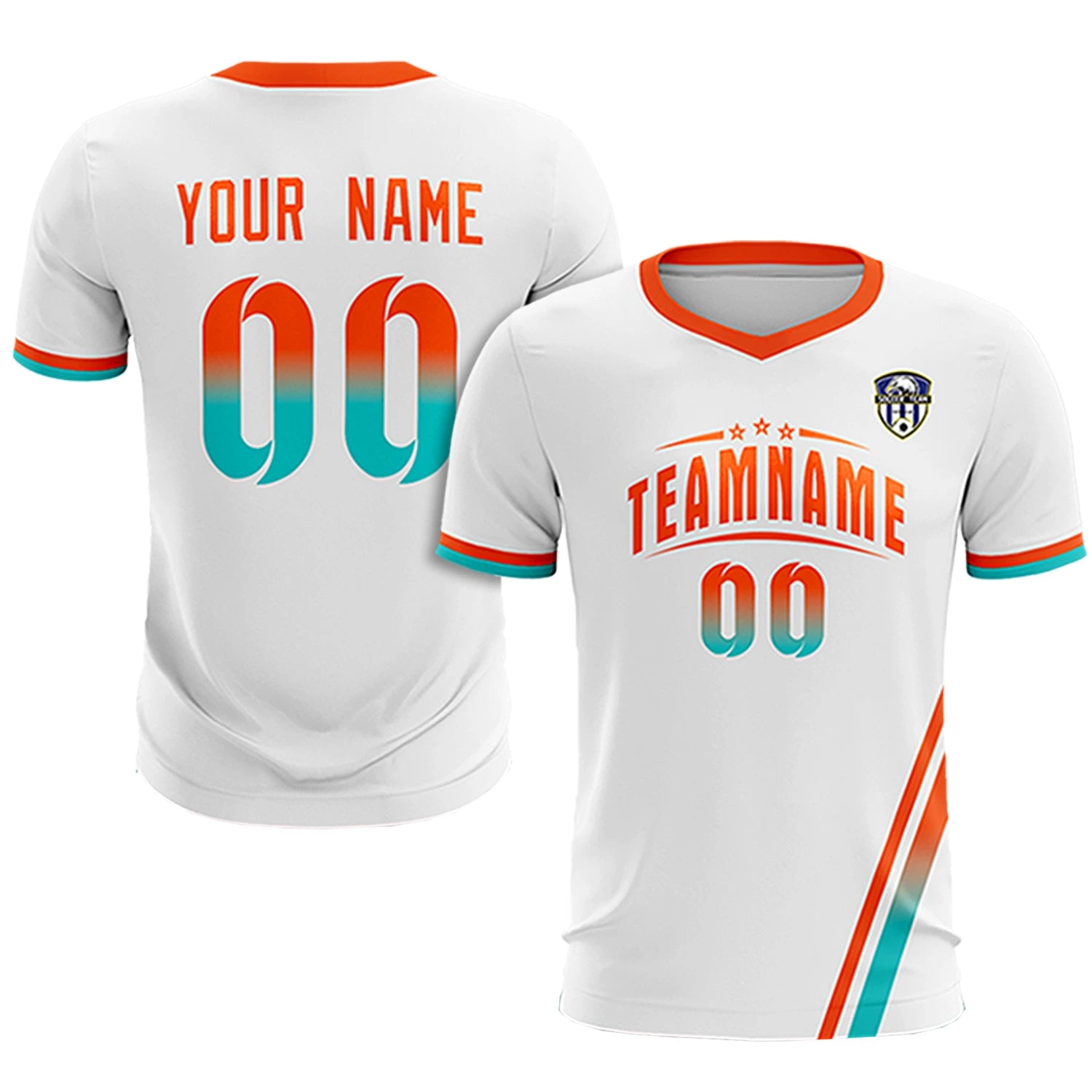 Custom White Orange-Bright Green Gradient Fashion Sportswear Soccer Sets Jersey