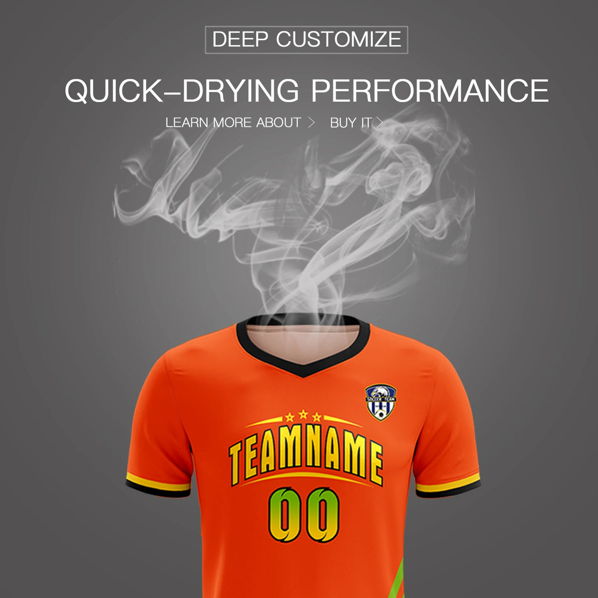 Custom Orange Neon Green-Gold01 Gradient Fashion Sportswear Soccer Sets Jersey