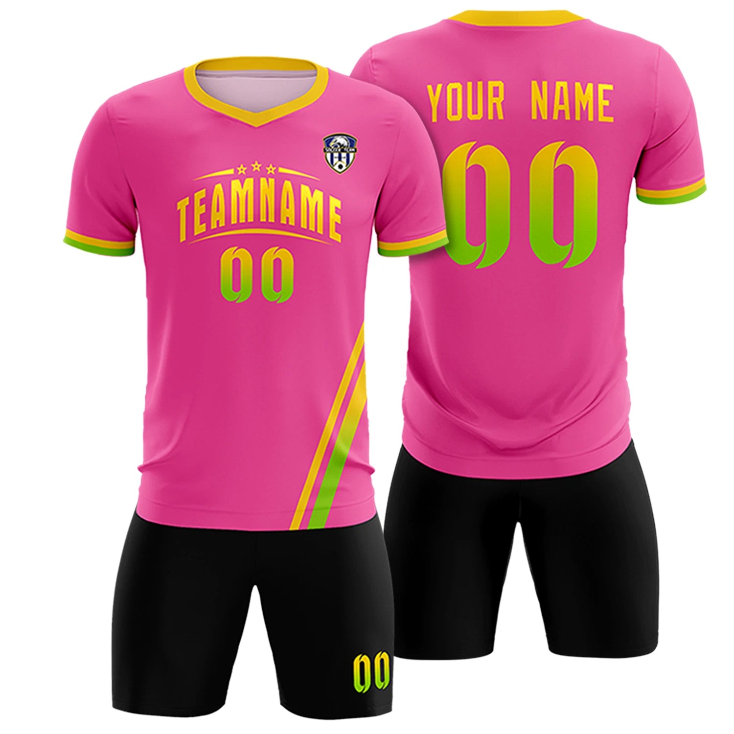 Custom Pink Gold01-Neon Green Gradient Fashion Sportswear Soccer Sets Jersey