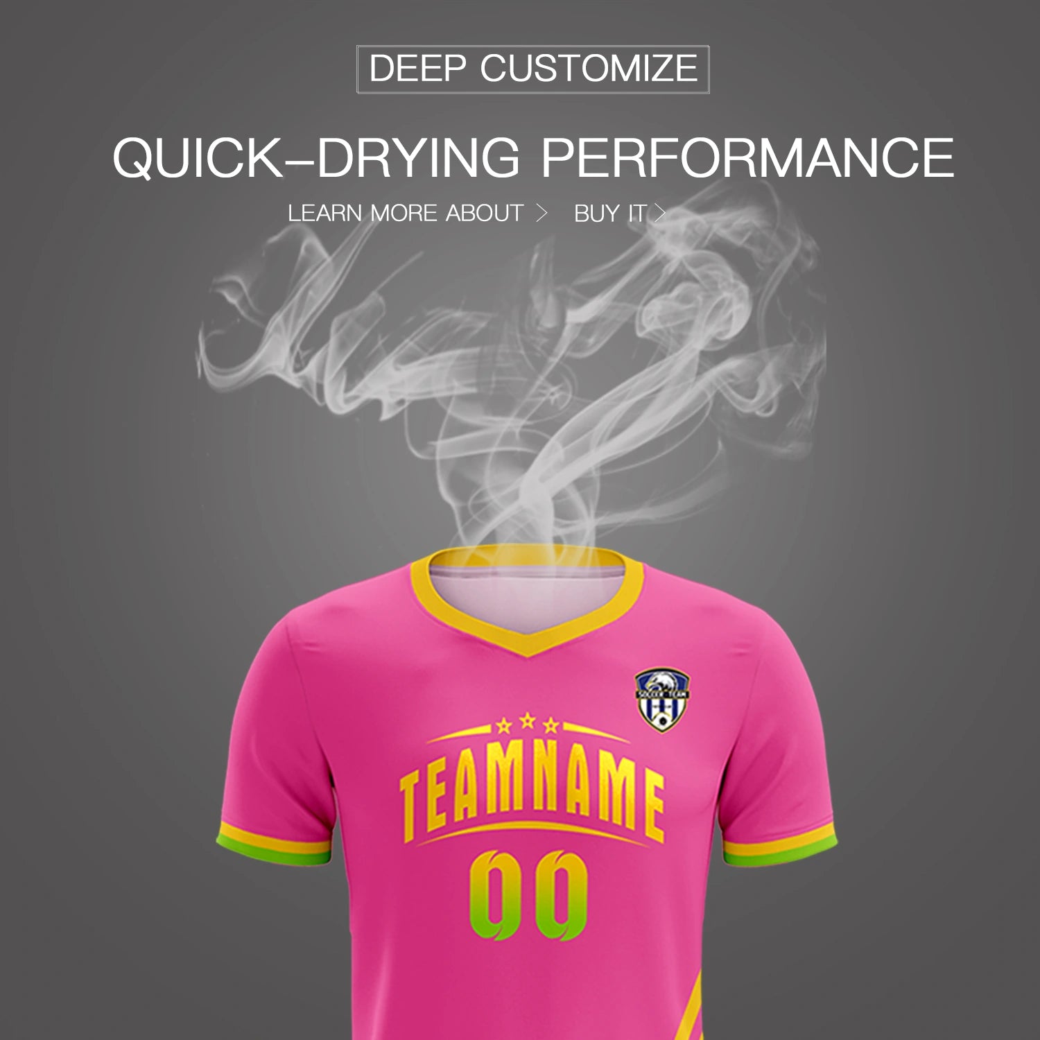 Custom Pink Gold01-Neon Green Gradient Fashion Sportswear Soccer Sets Jersey