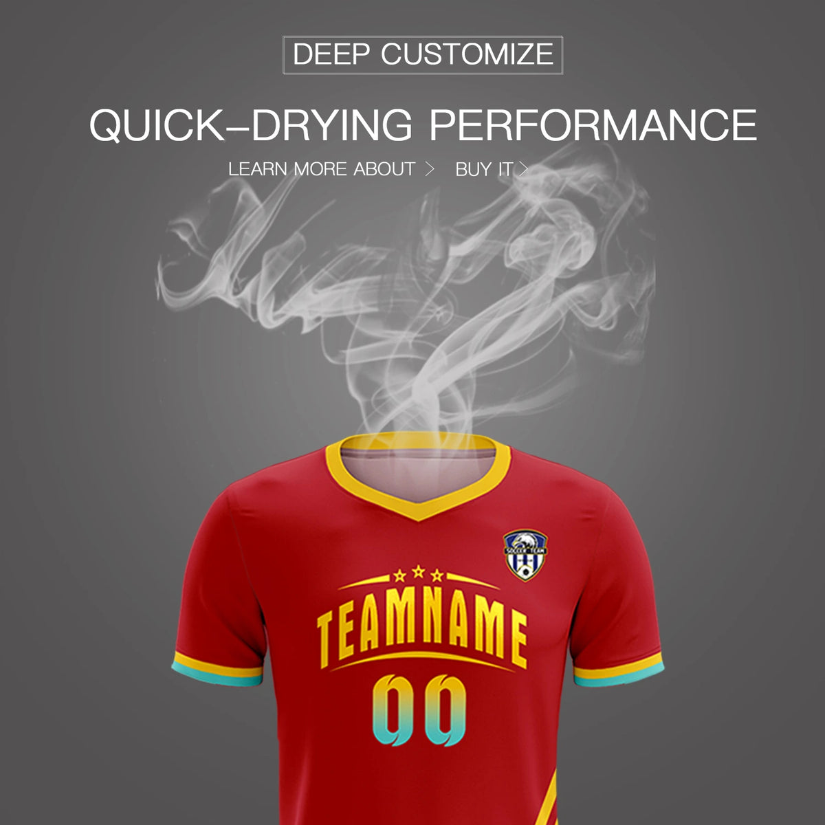 Custom Red Gold01-Aqua Gradient Fashion Sportswear Soccer Sets Jersey