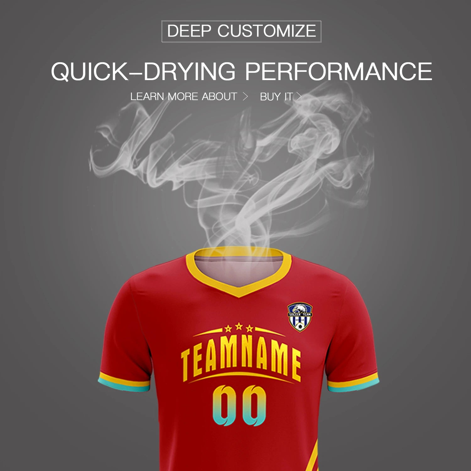 Custom Red Gold01-Aqua Gradient Fashion Sportswear Soccer Sets Jersey