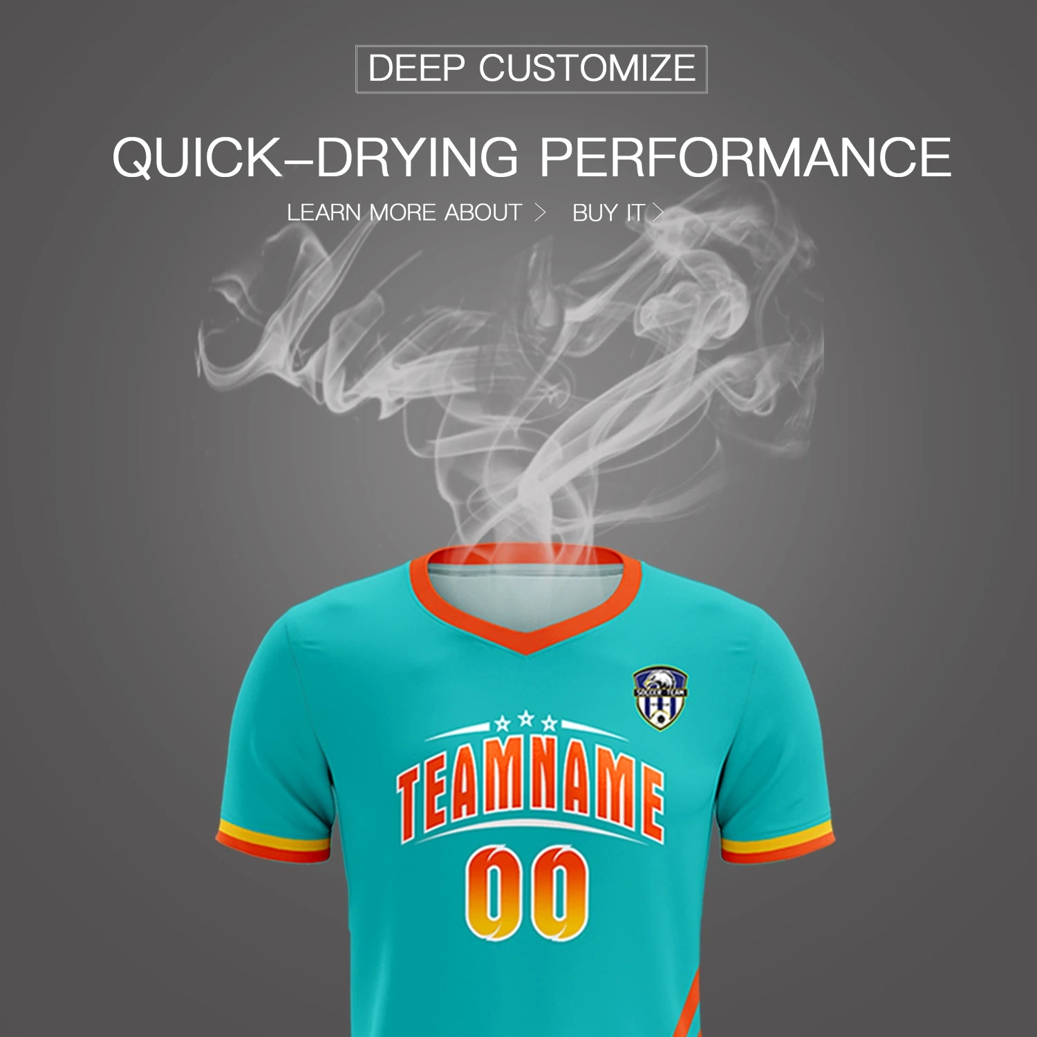 Custom Aqua Orange-Gold01 Gradient Fashion Sportswear Soccer Sets Jersey