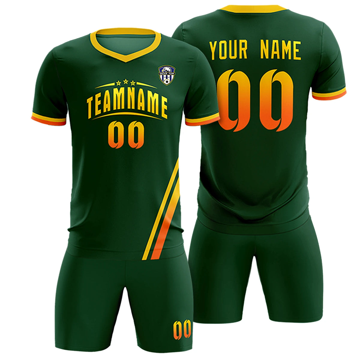 Custom Green Gold01-Orange Gradient Fashion Sportswear Soccer Sets Jersey