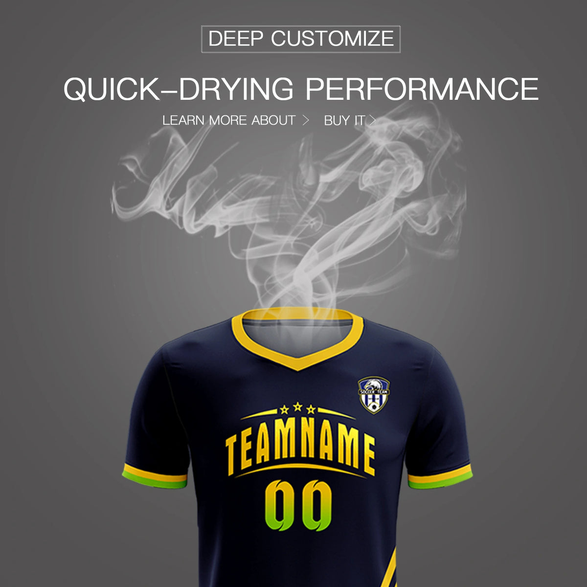 Custom Navy Gold01-Neon Green Gradient Fashion Sportswear Soccer Sets Jersey