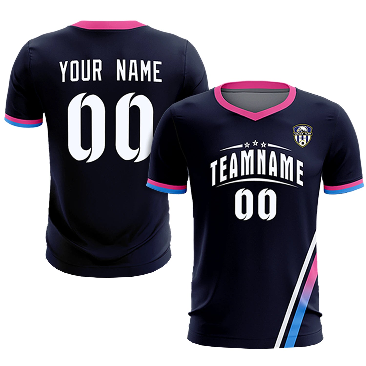 Custom Navy White-Pink Gradient Fashion Sportswear Soccer Sets Jersey