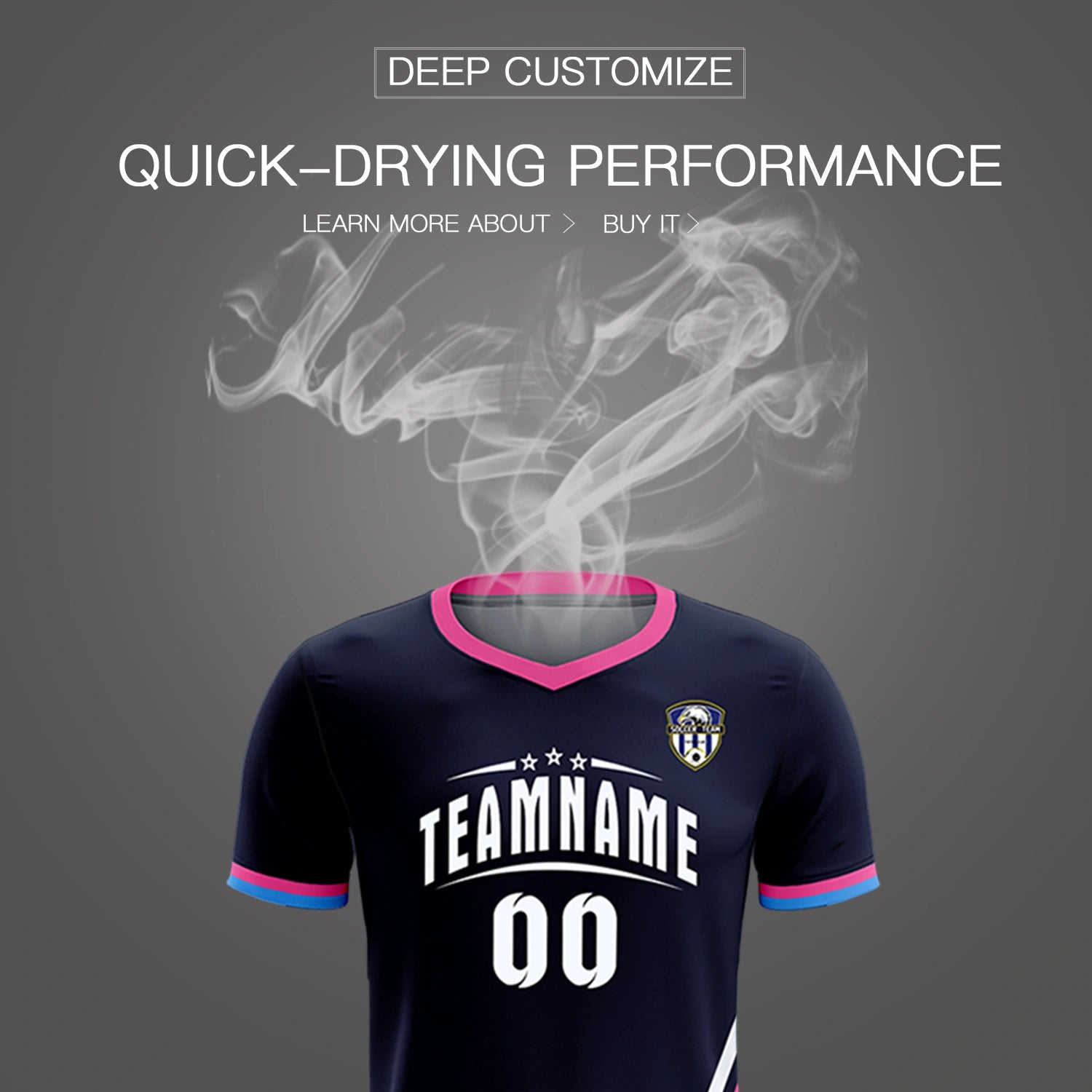 Custom Navy White-Pink Gradient Fashion Sportswear Soccer Sets Jersey