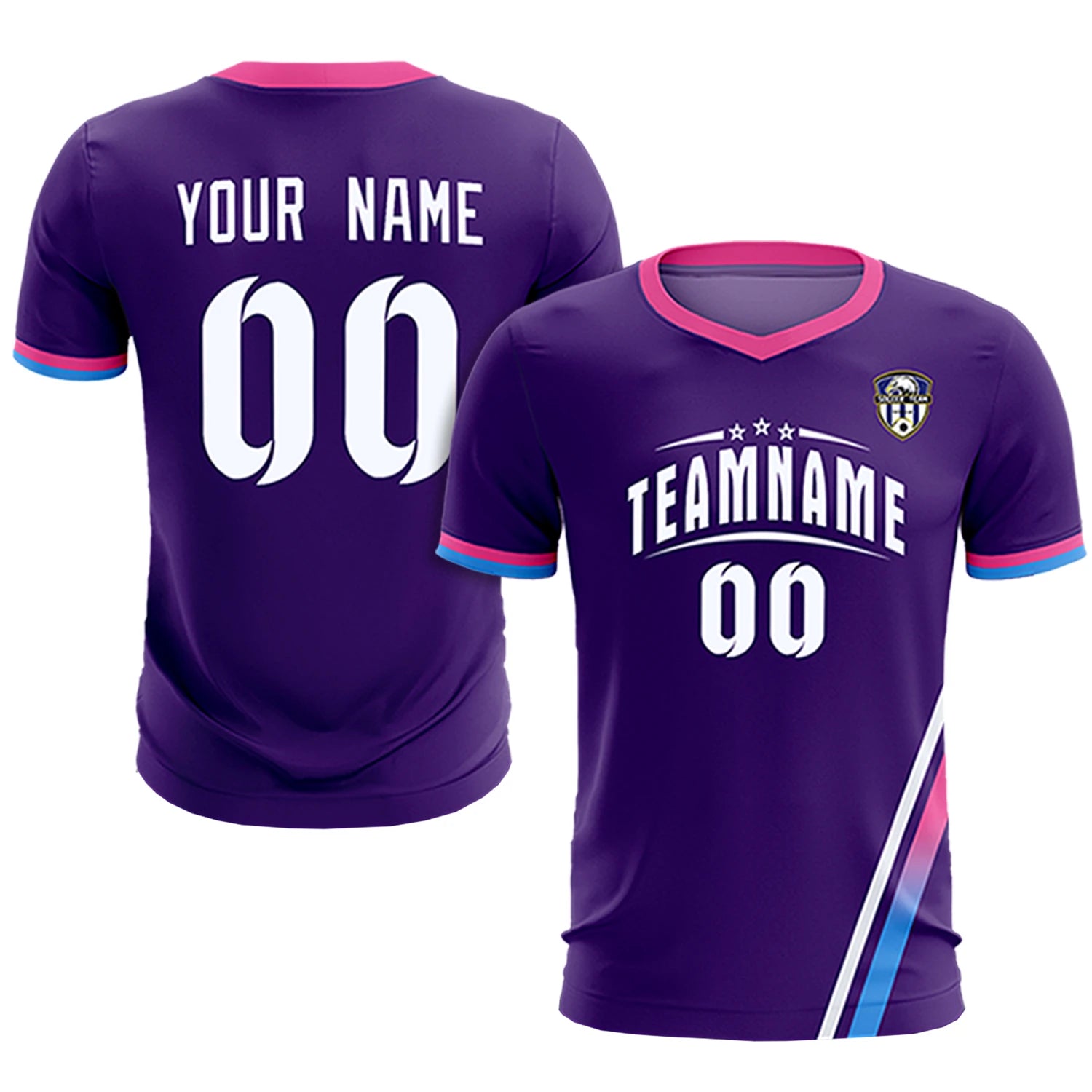 Custom Purple White-Pink Gradient Fashion Sportswear Soccer Sets Jersey