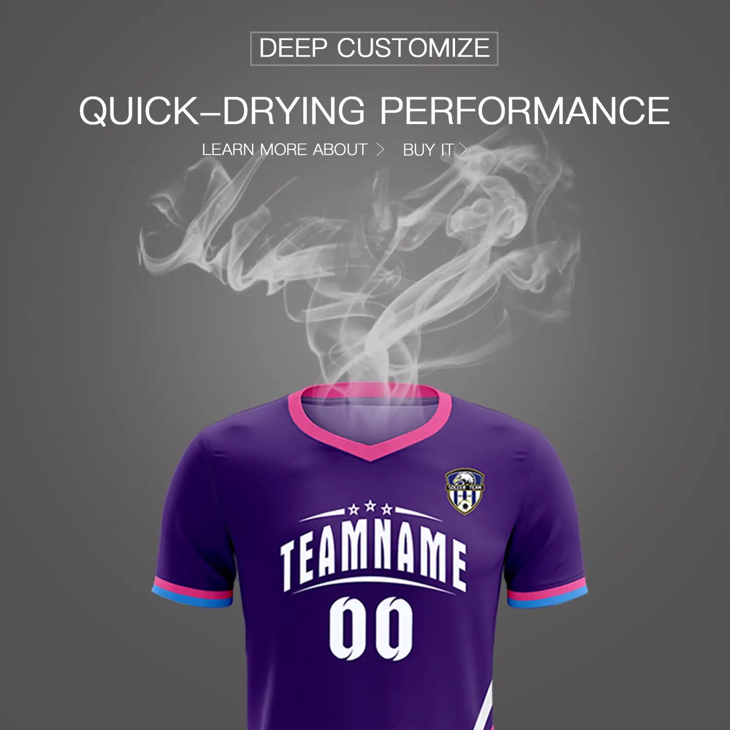Custom Purple White-Pink Gradient Fashion Sportswear Soccer Sets Jersey