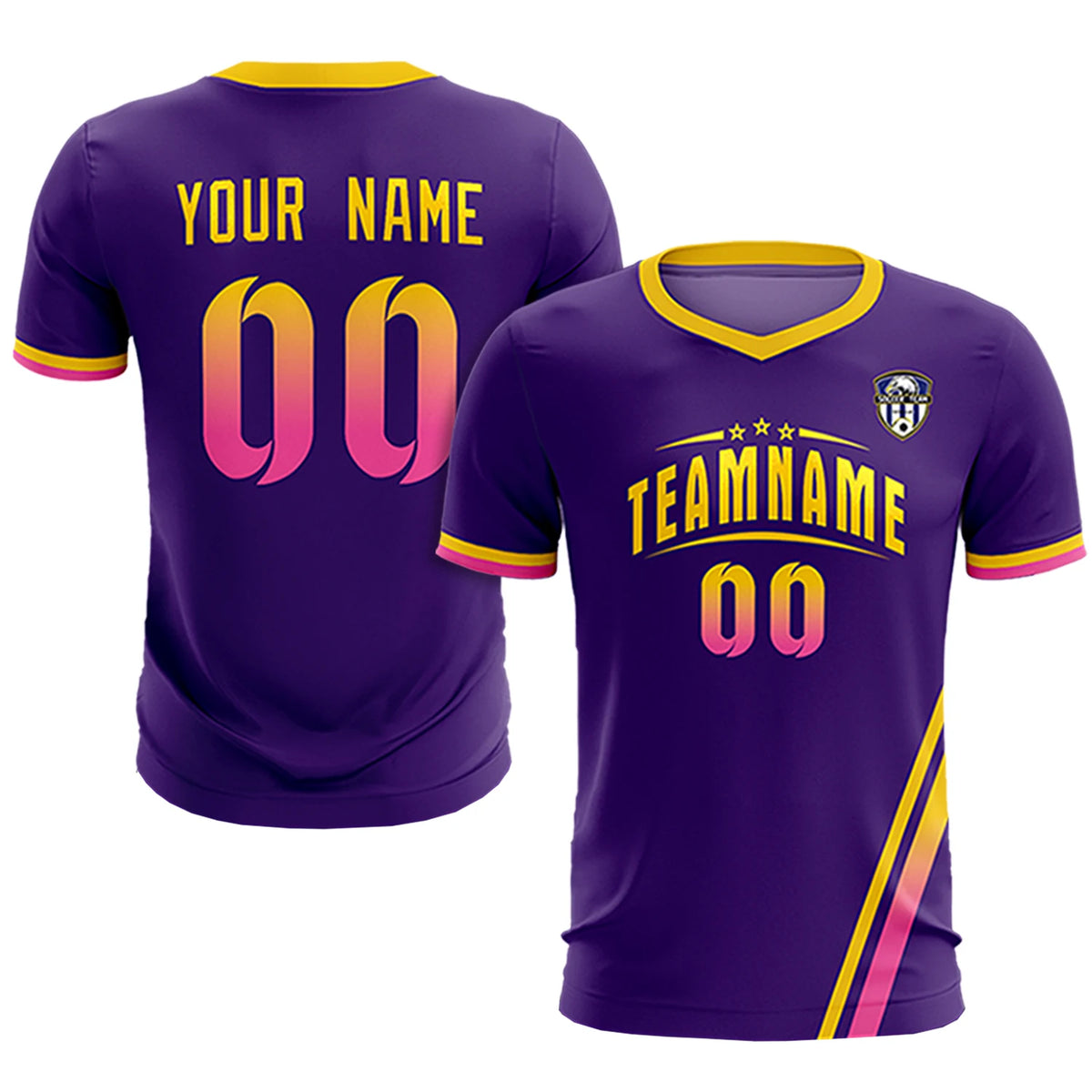 Custom Purple Gold01-Pink Gradient Fashion Sportswear Soccer Sets Jersey