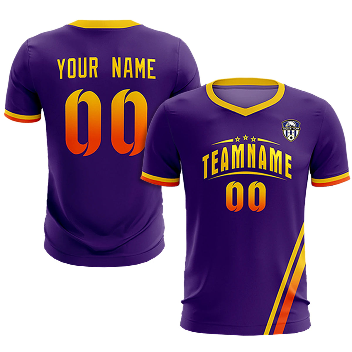 Custom Purple Gold01-Orange Gradient Fashion Sportswear Soccer Sets Jersey