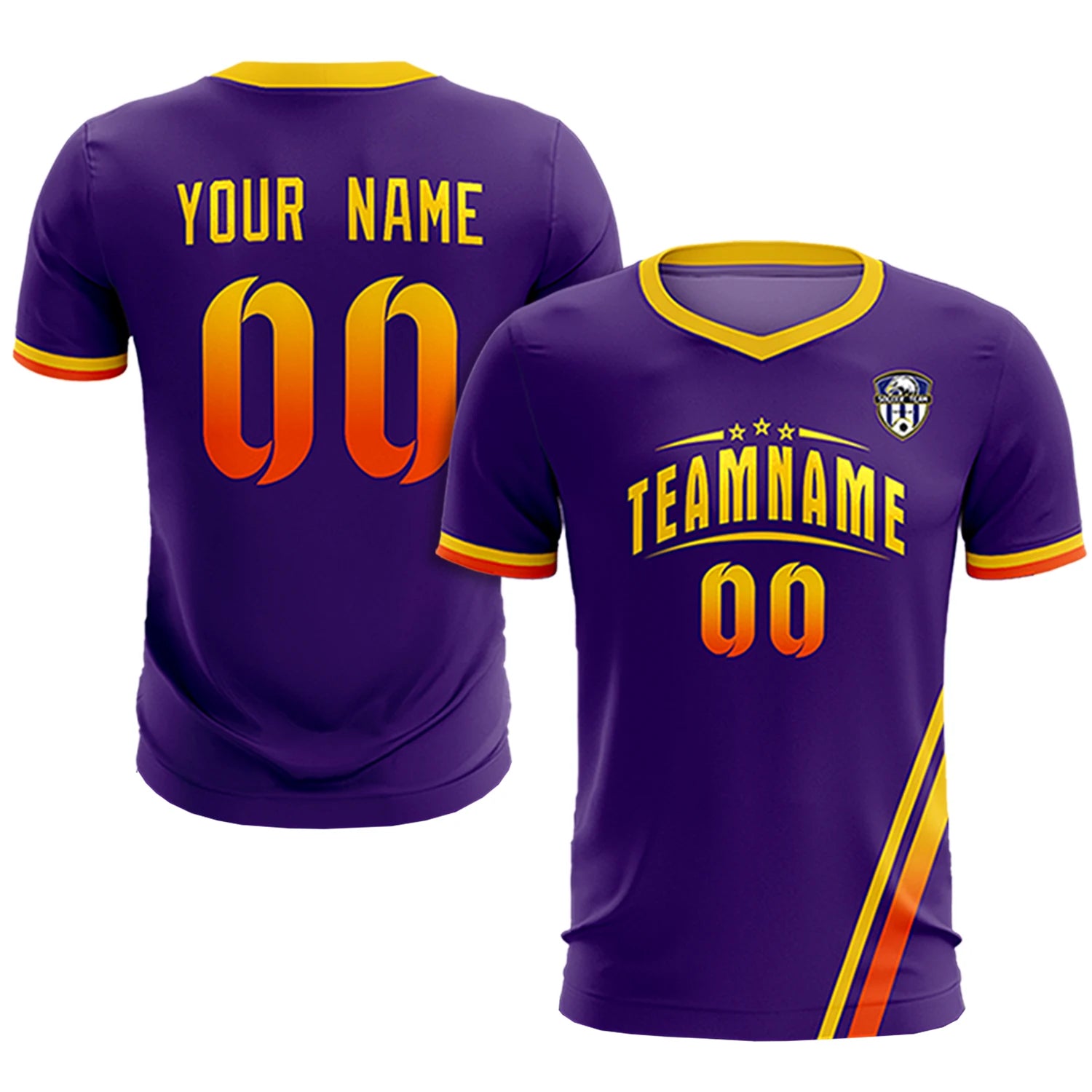 Custom Purple Gold01-Orange Gradient Fashion Sportswear Soccer Sets Jersey