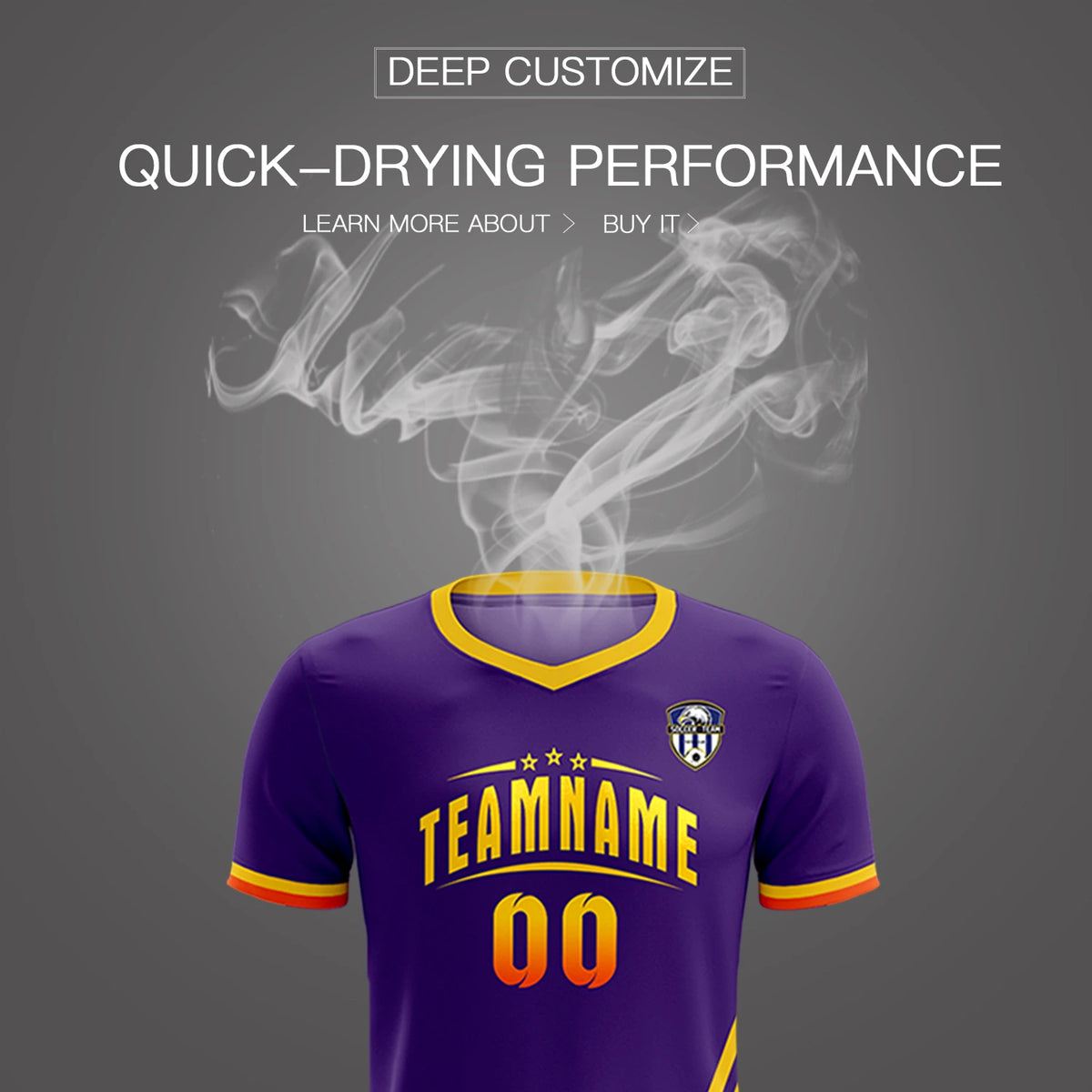 Custom Purple Gold01-Orange Gradient Fashion Sportswear Soccer Sets Jersey