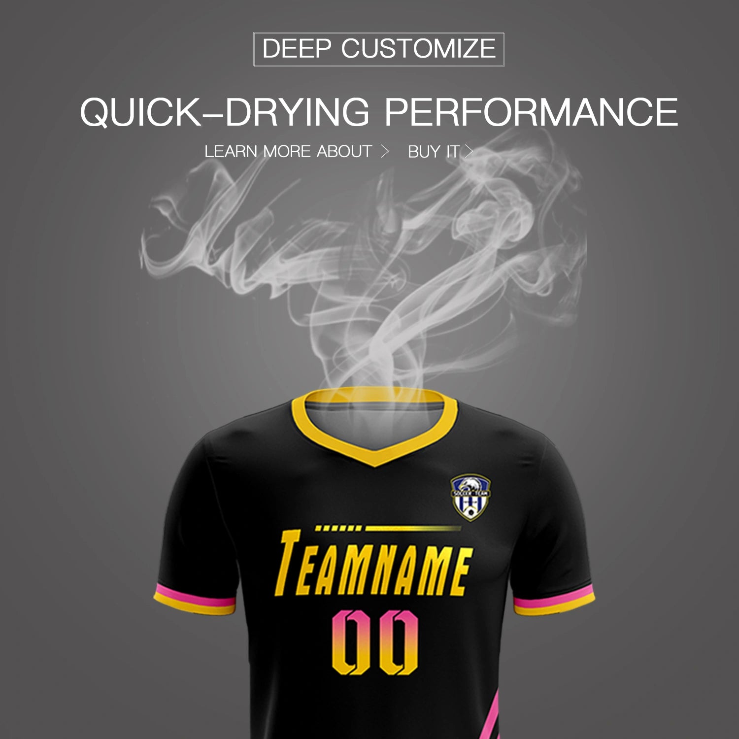 Custom Black Pink-Gold01 Gradient Fashion Sportswear Soccer Sets Jersey