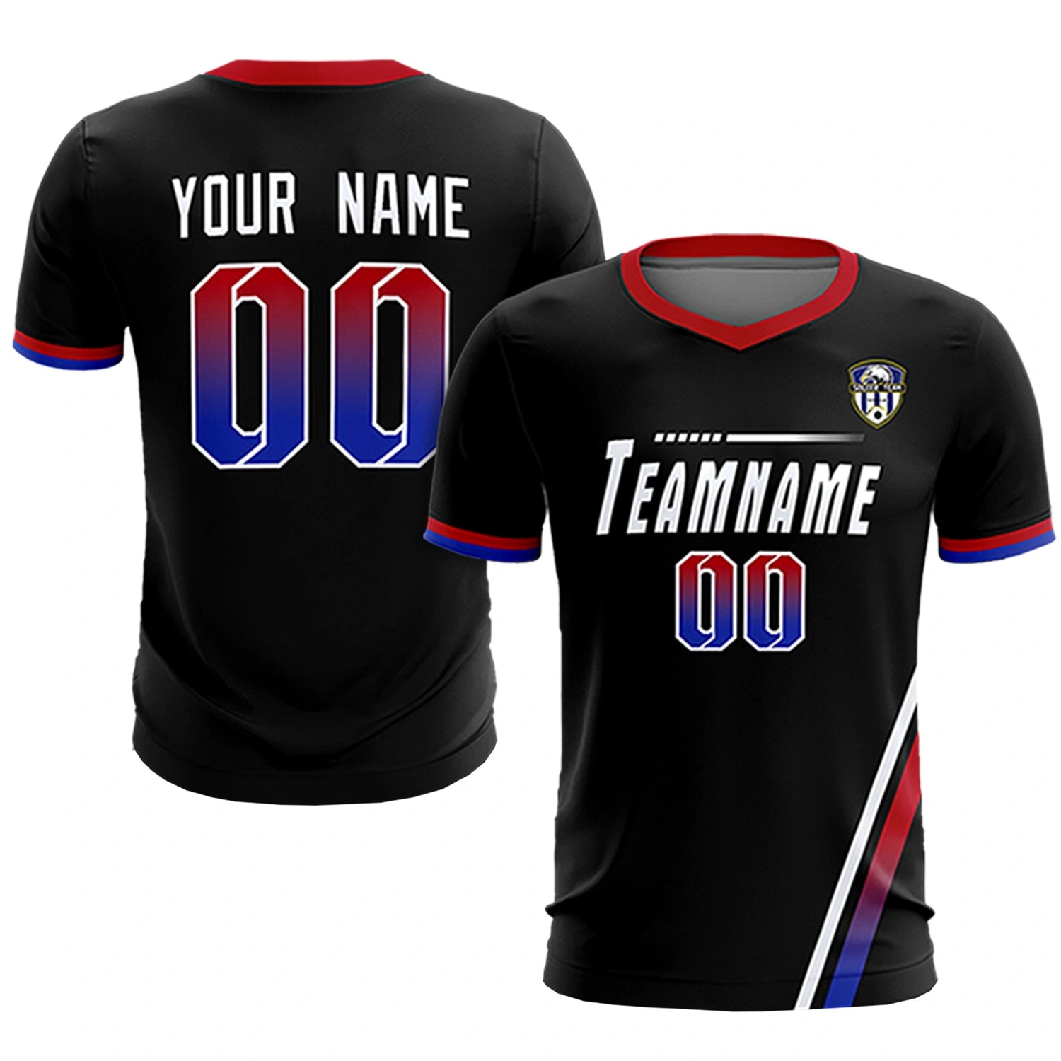 Custom Black White-Red Gradient Fashion Sportswear Soccer Sets Jersey