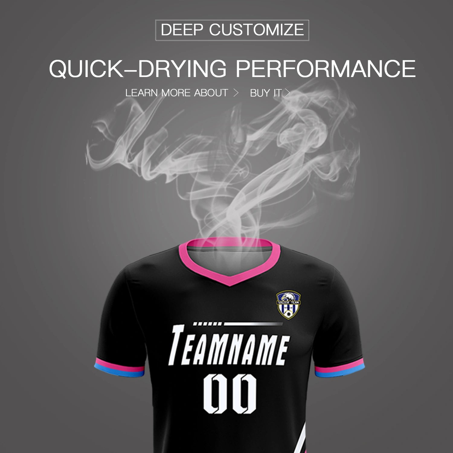 Custom Black White-Pink Gradient Fashion Sportswear Soccer Sets Jersey