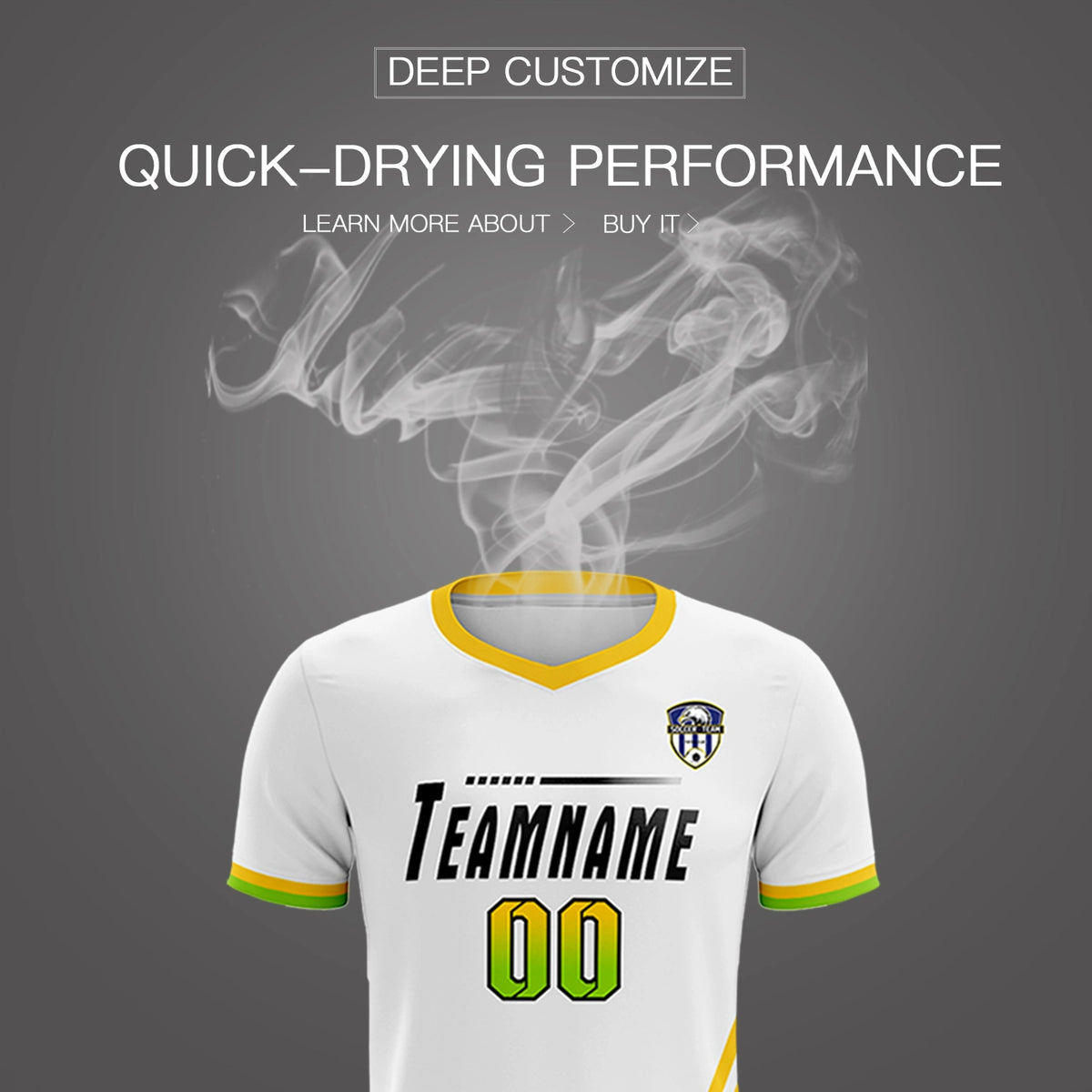 Custom White Gold01-Neon Green Gradient Fashion Sportswear Soccer Sets Jersey