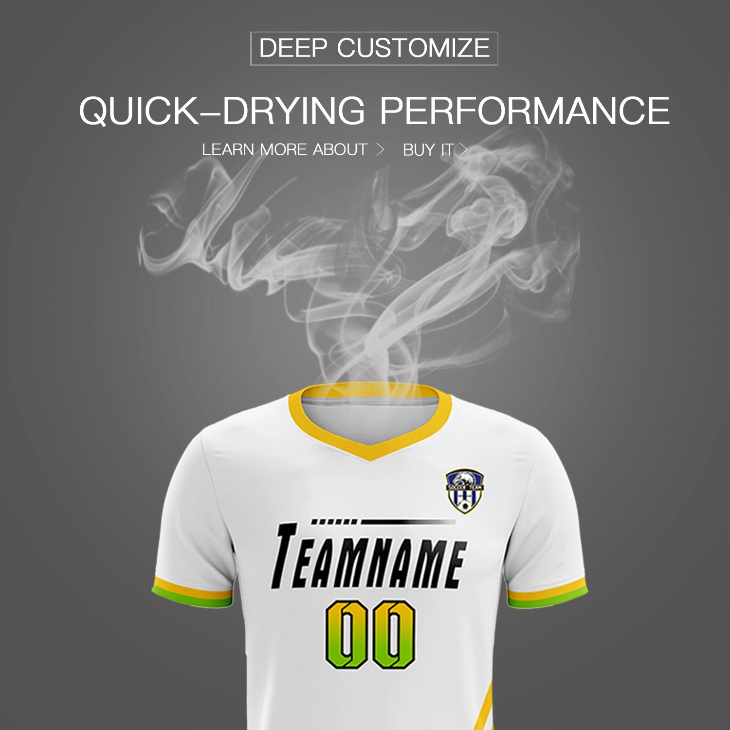 Custom White Gold01-Neon Green Gradient Fashion Sportswear Soccer Sets Jersey